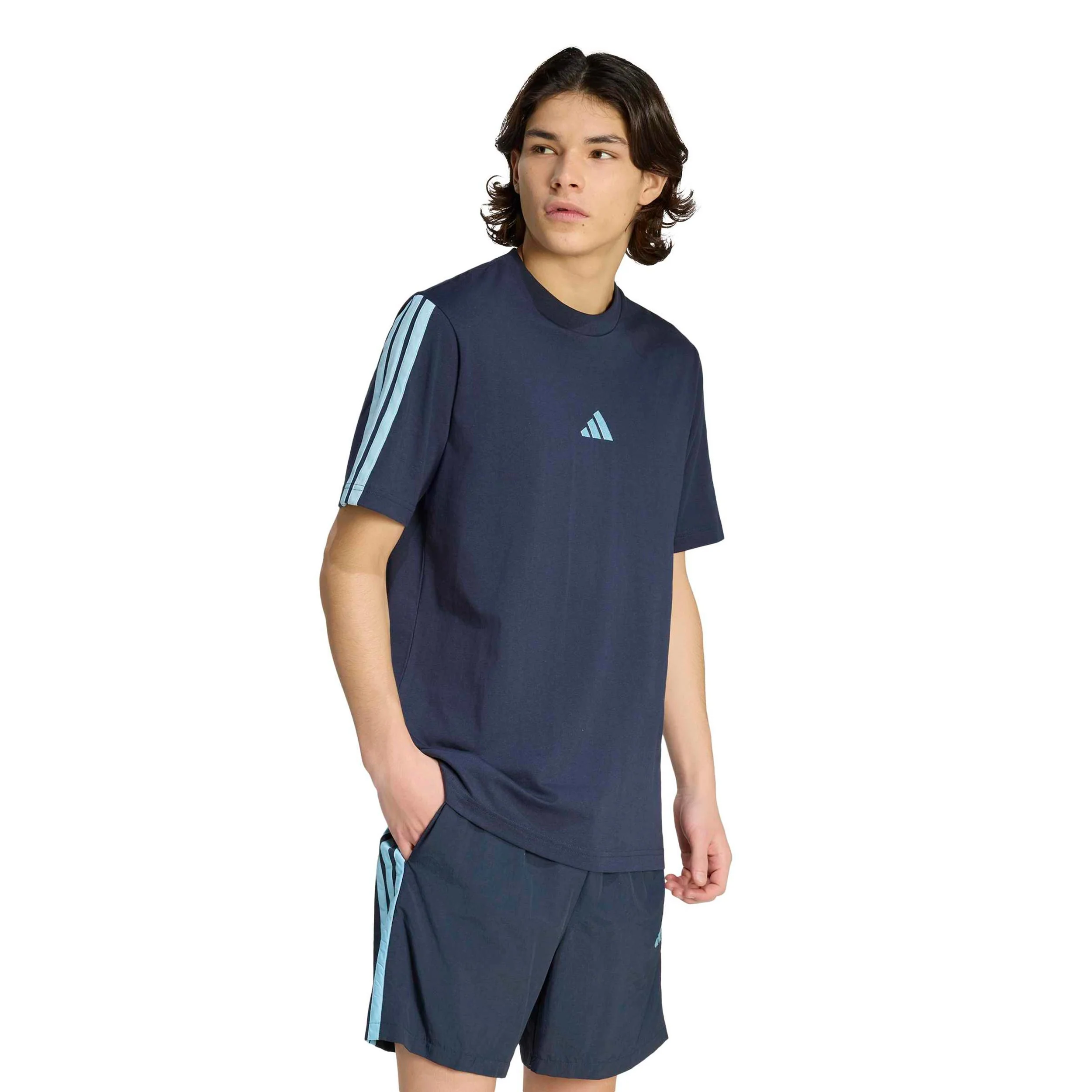 3Stripes Camiseta de manga corta Hombres - azul oscuro, azul claro - Image 2
