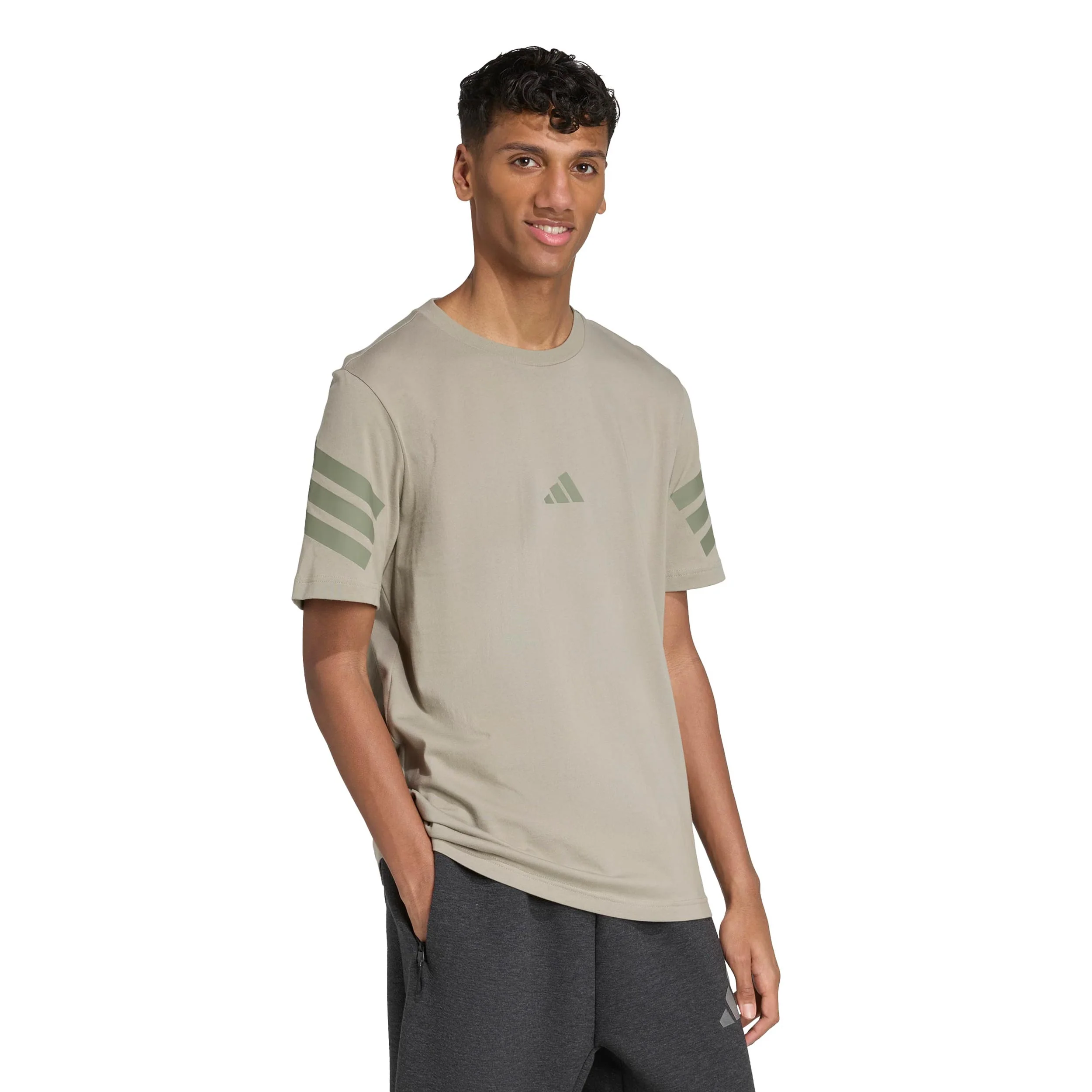 3Stripes Regular Camiseta de manga corta Hombres-beige - Image 4