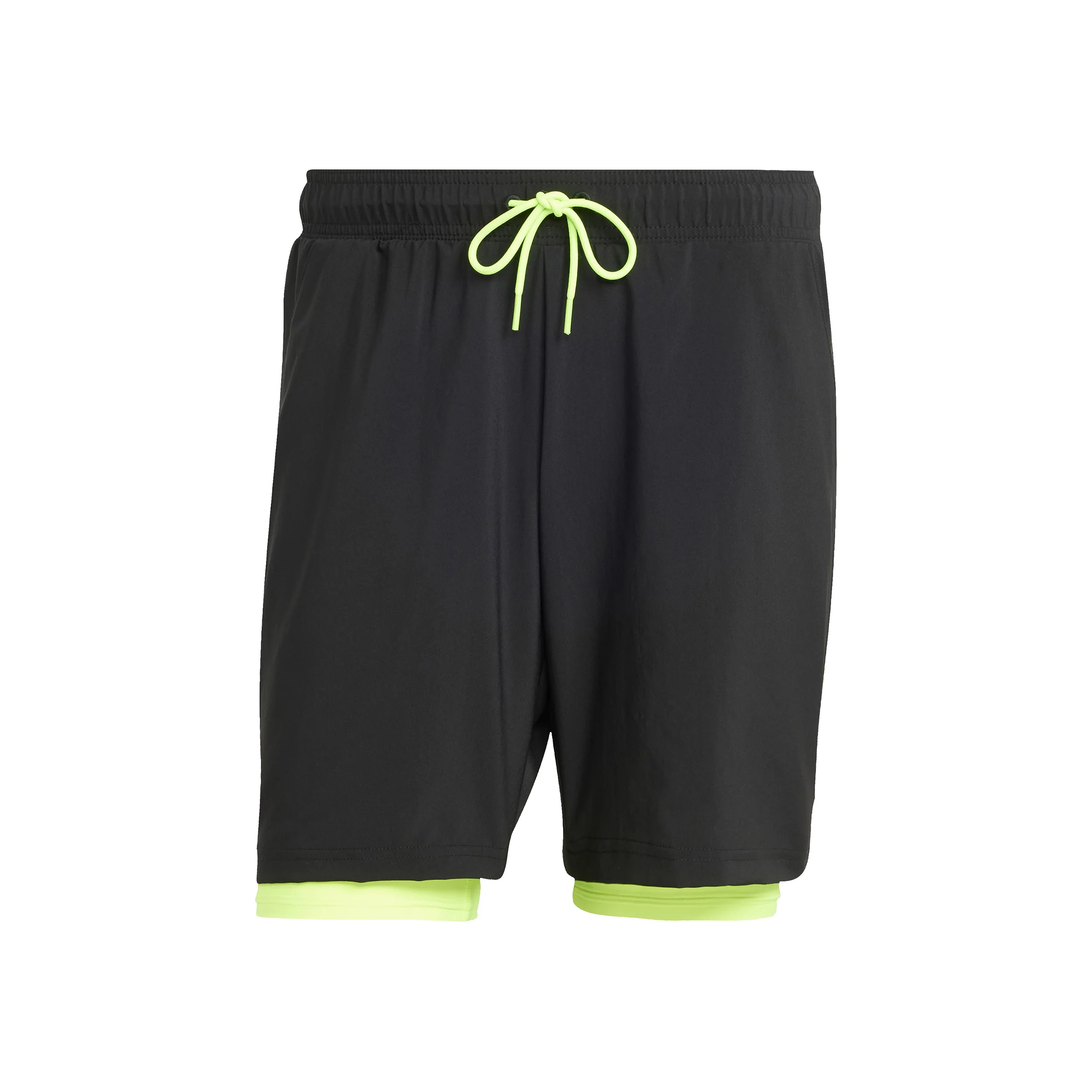 7in Club 2In1 Shorts Hombres-Negro,Verde Neón