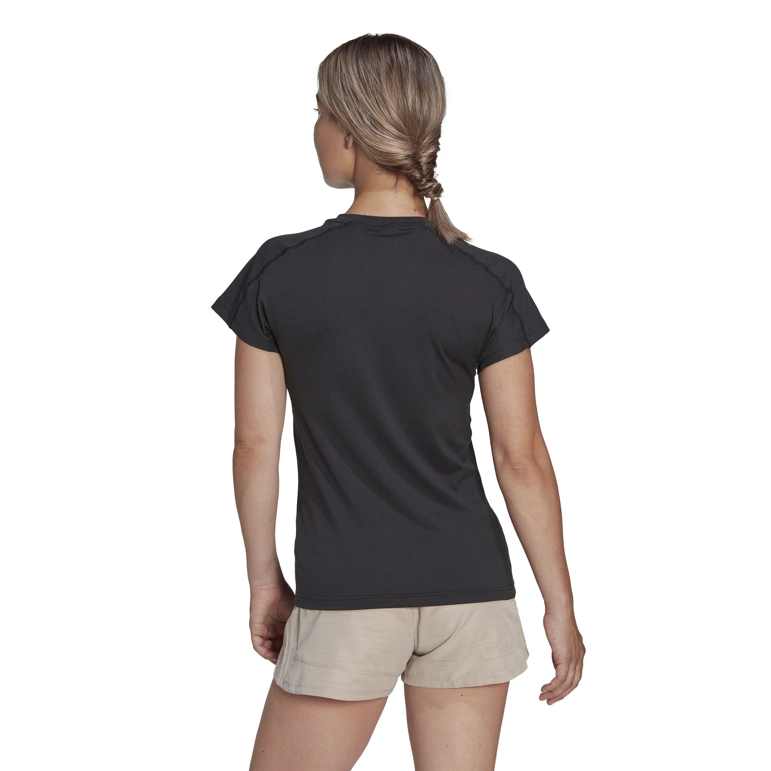 Essentials AEROREADY Train Minimal Branding V-Neck Camiseta De Manga Corta Mujeres-Negro - Image 3