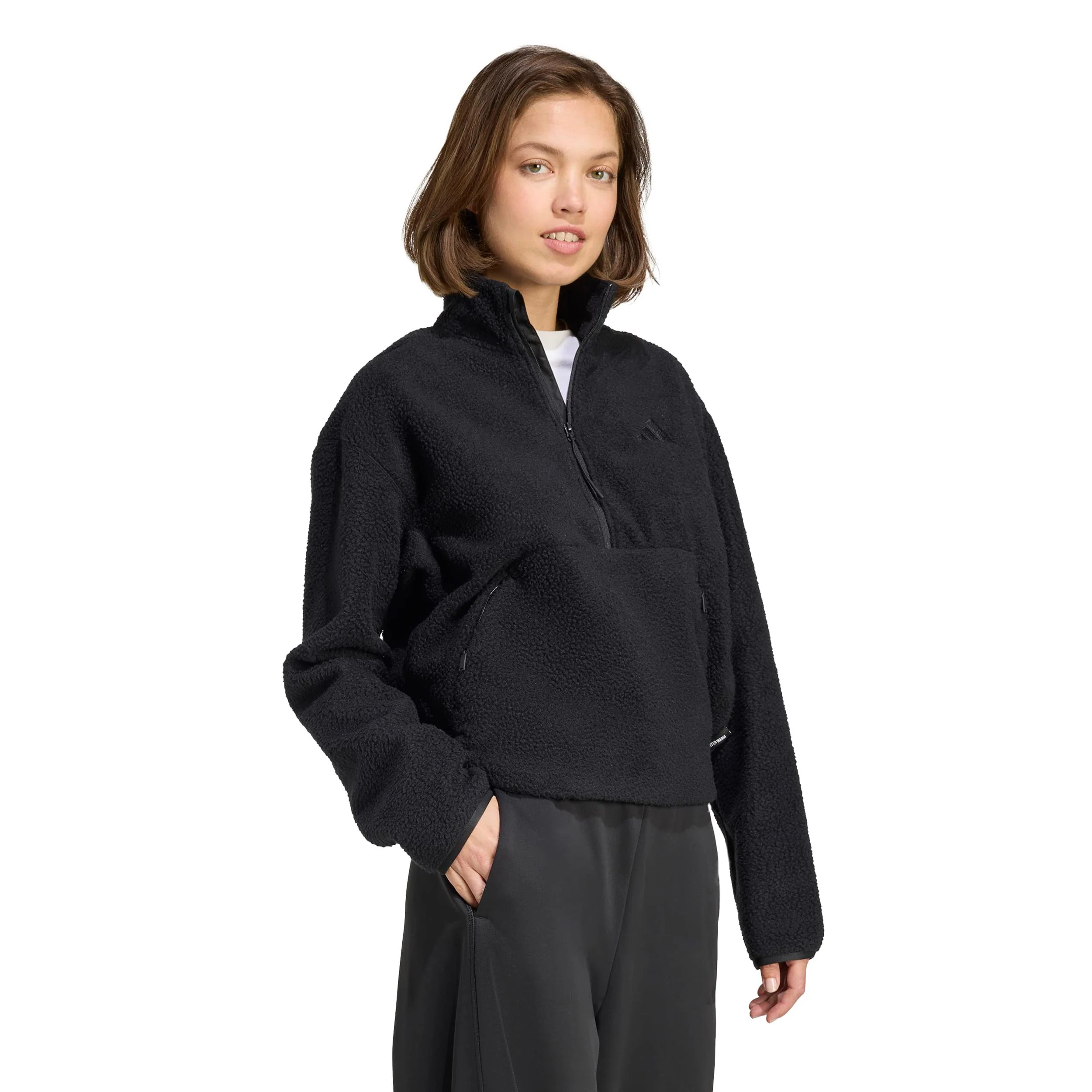 Fleece Half-Zip Sudadera Mujeres-negro - Image 4