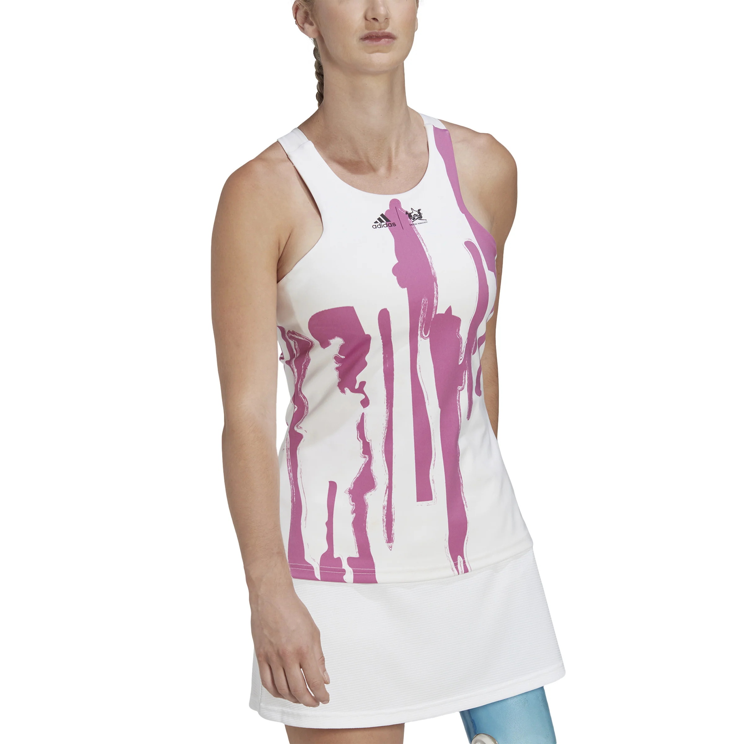 New York Y Camiseta De Tirantes Mujeres-Blanco,Lila - Image 4