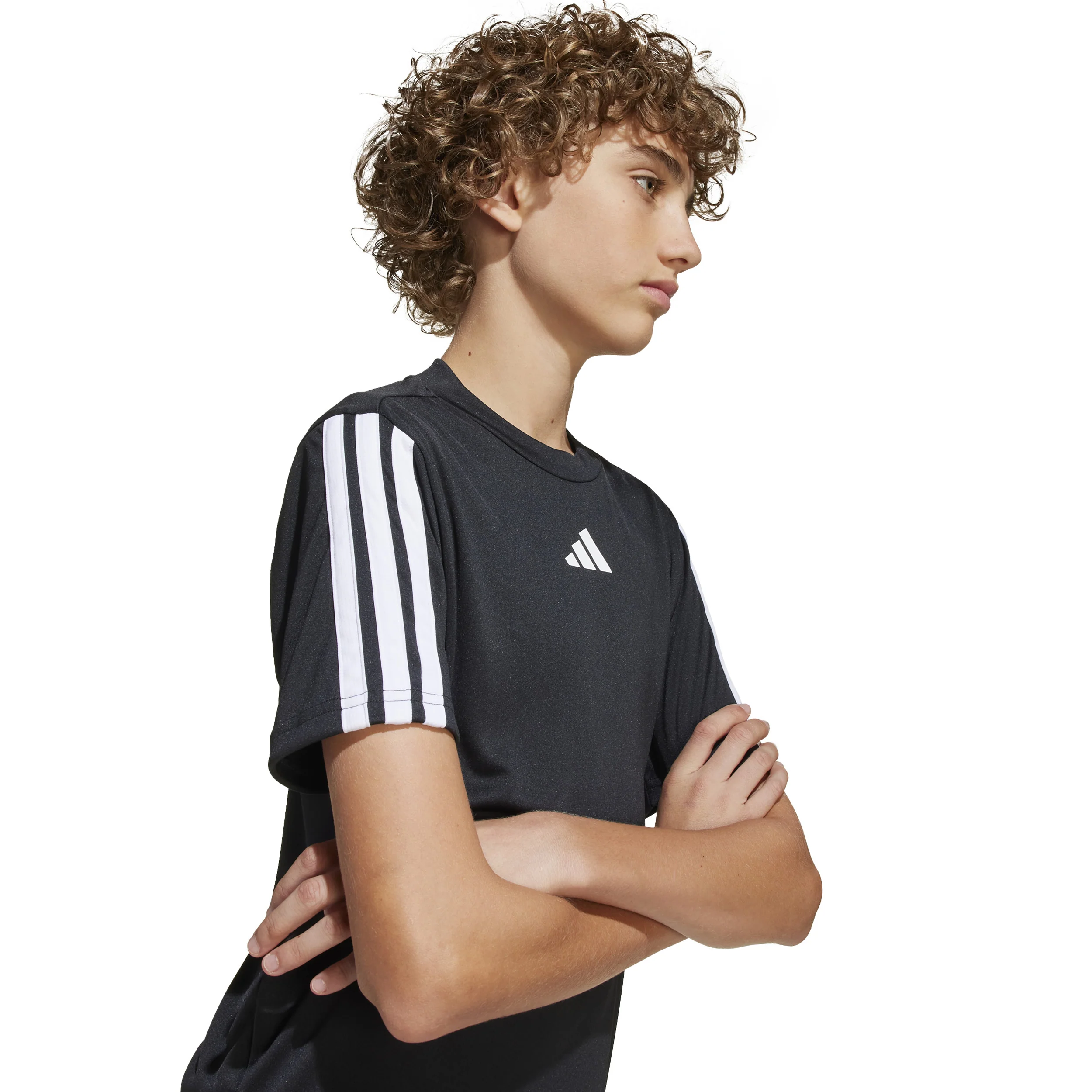 Training Essentials 3 Stripes Camiseta De Manga Corta Niños-Negro,Blanco - Image 6