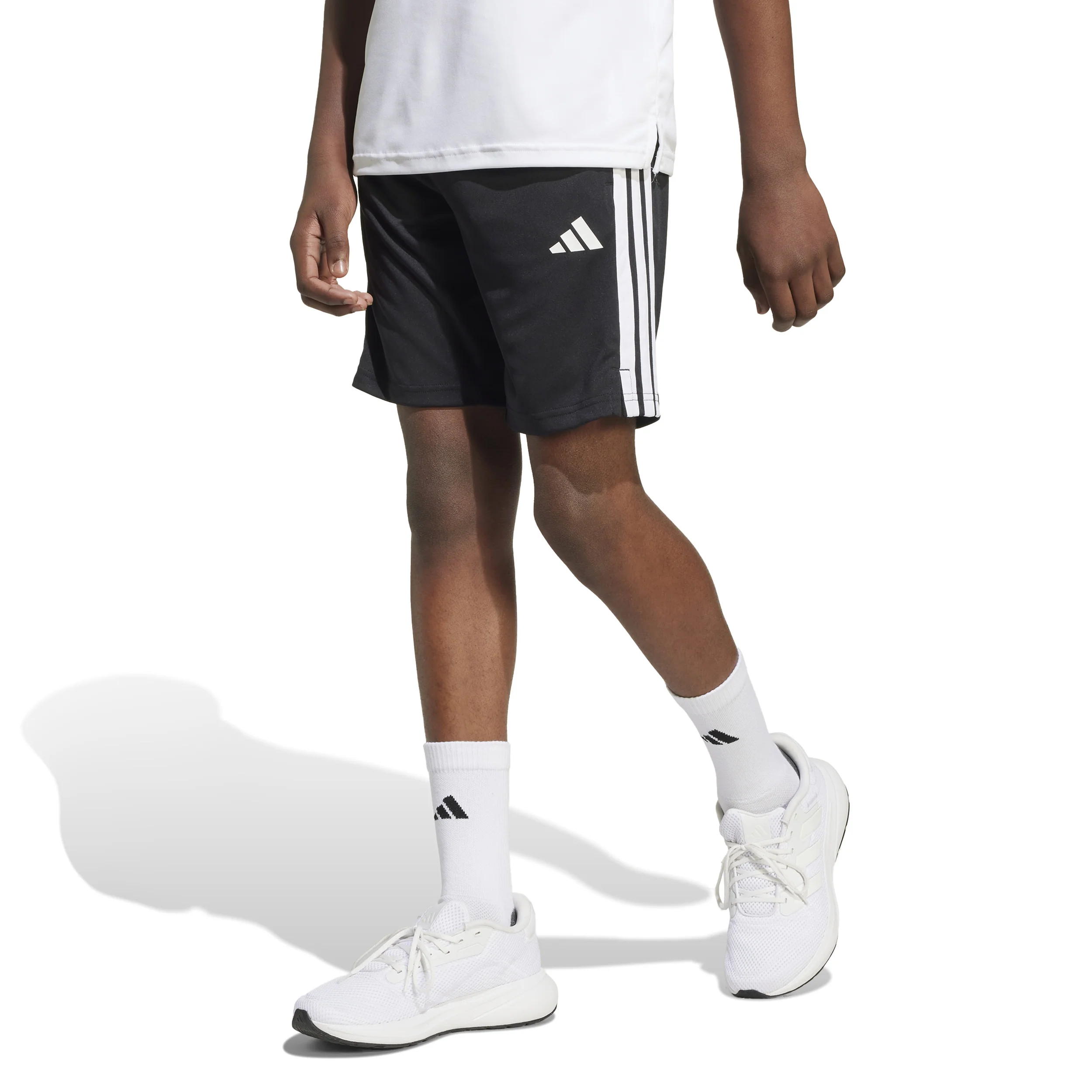 Training Essentials 3 Stripes Shorts Niños-Negro,Blanco - Image 2