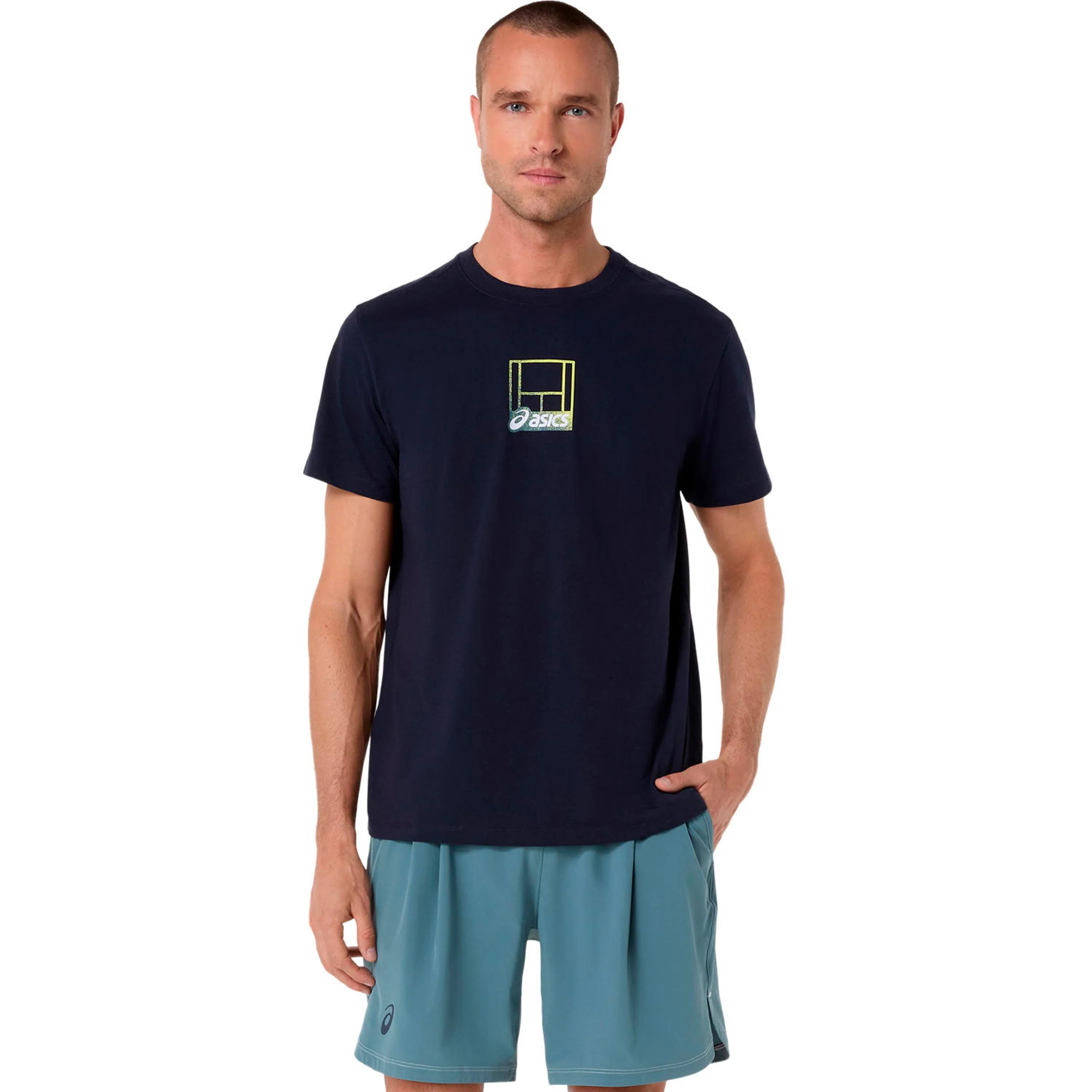 Court Core Graphic Camiseta de manga corta Hombres-azul oscuro