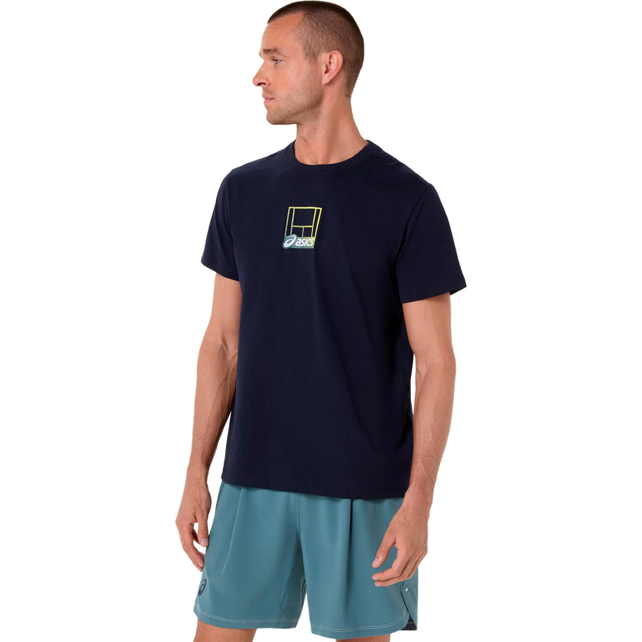 Court Core Graphic Camiseta de manga corta Hombres-azul oscuro - Image 4