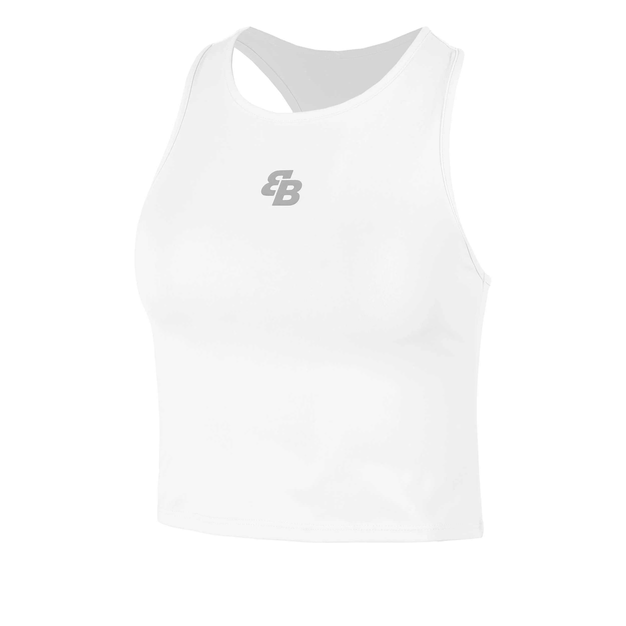 Basica Corta Camiseta De Tirantes Mujeres-Blanco