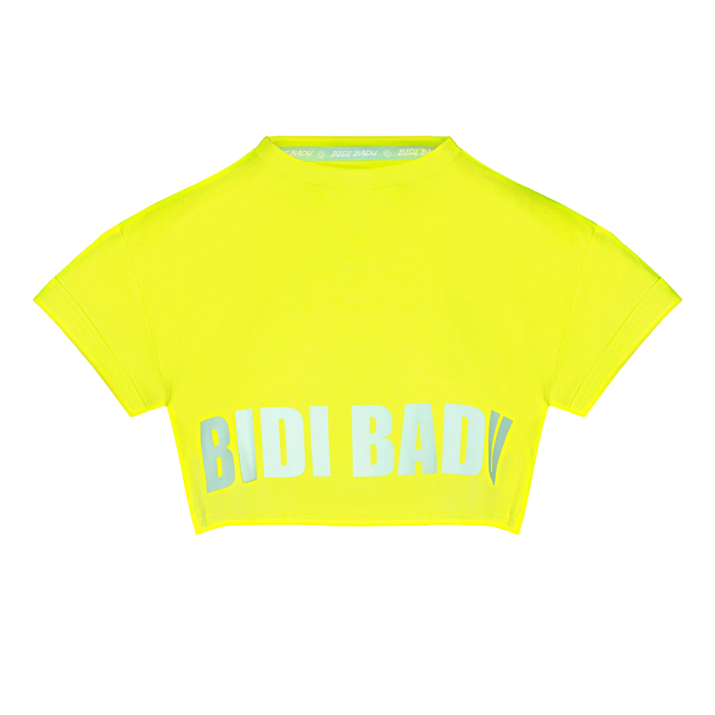 Abdominis Crop Move Camiseta De Manga Corta Mujeres-Amarillo Neón