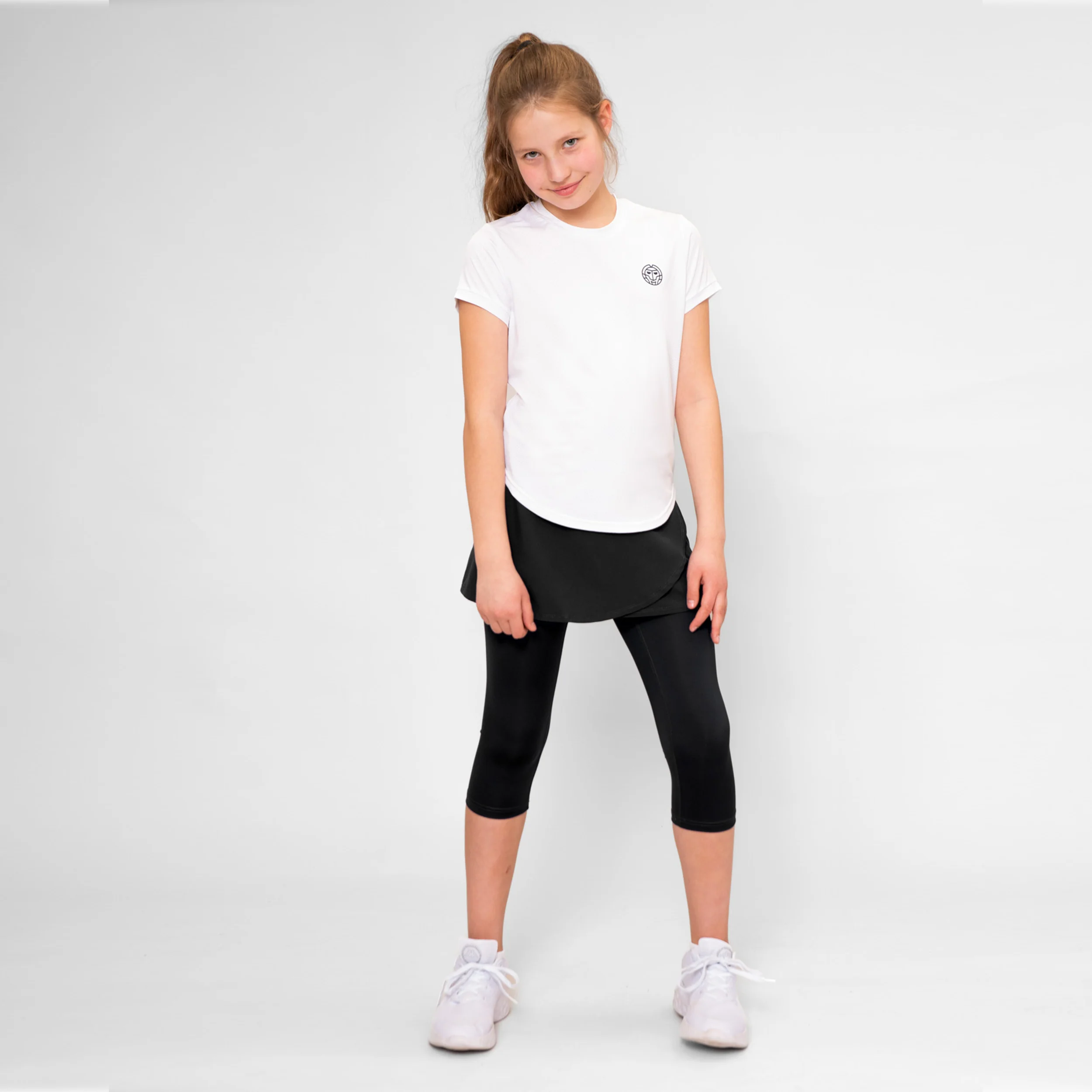 Crew Falda Con Malla Chicas-Negro - Image 11