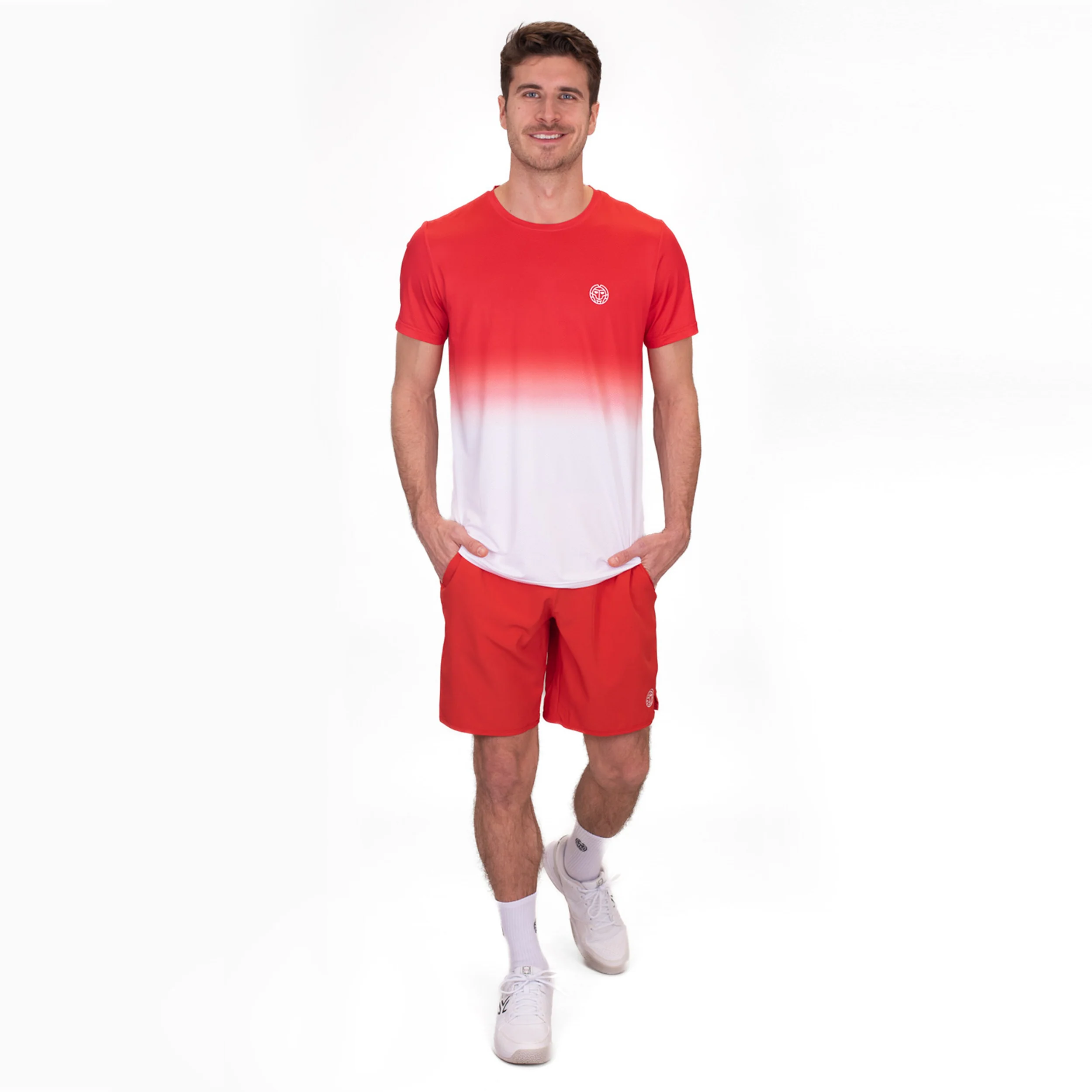 Crew Gradiant Camiseta De Manga Corta Hombres-Rojo,Blanco - Image 8
