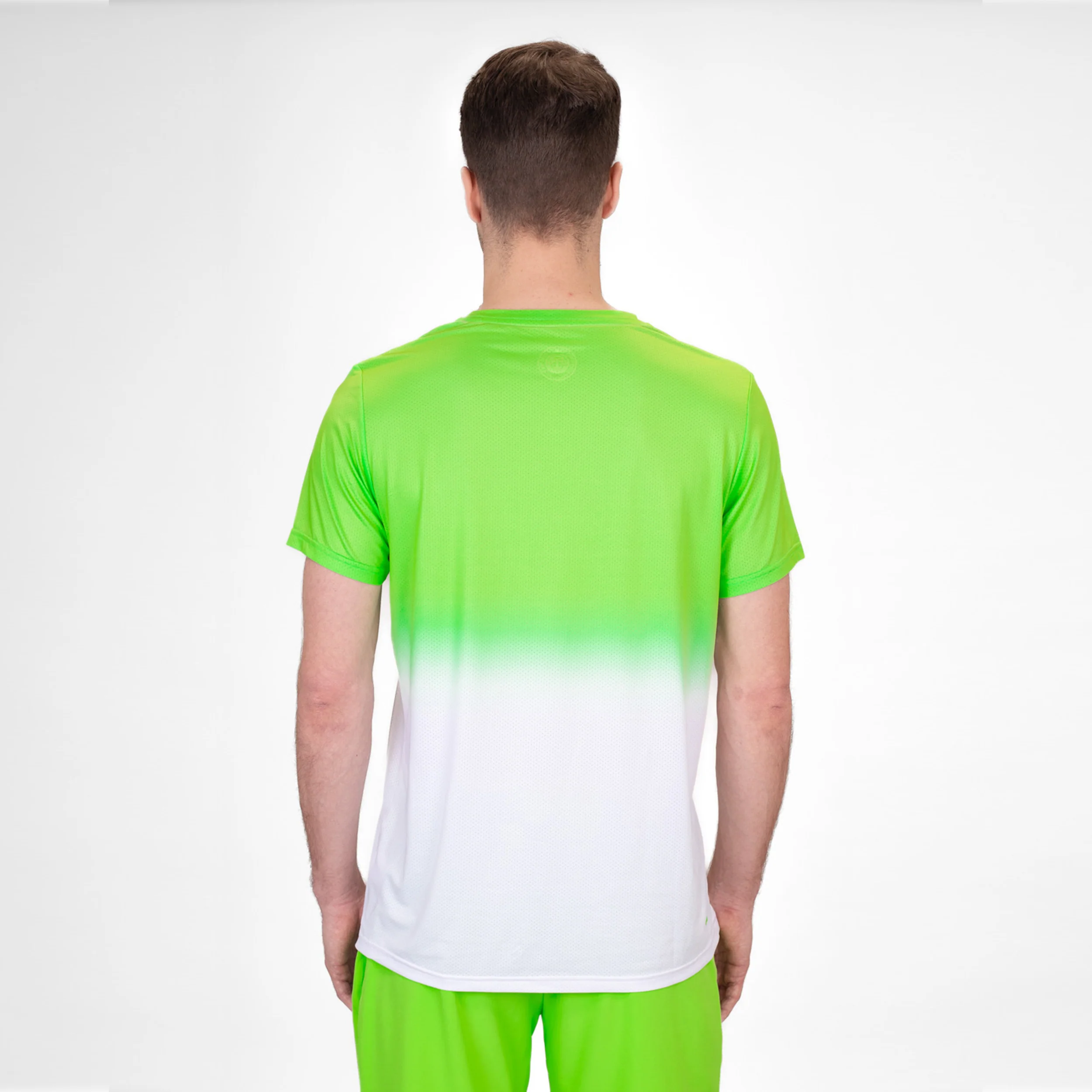 Crew Gradiant Camiseta De Manga Corta Hombres-Verde Neón,Blanco - Image 2