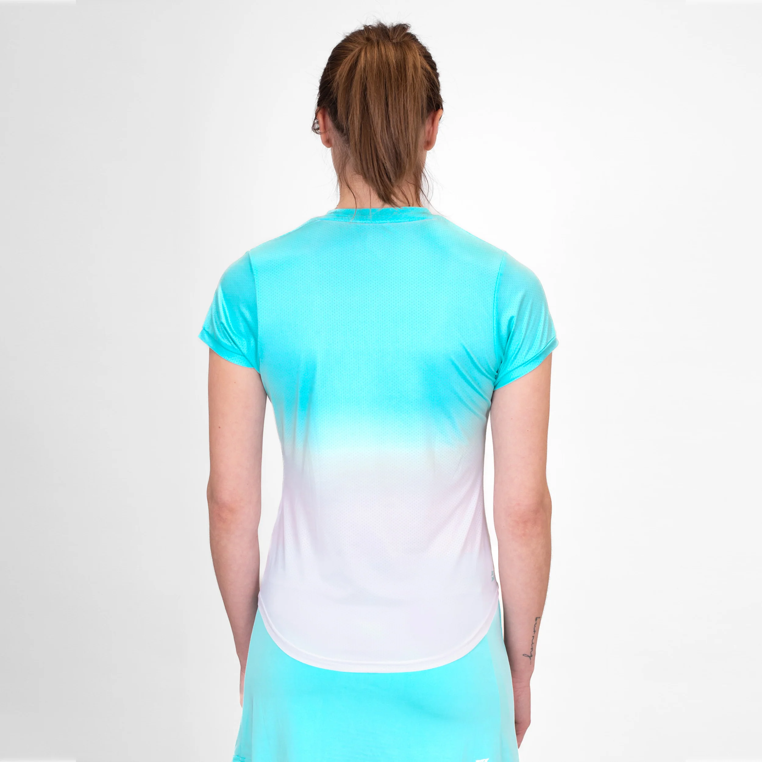 Crew Gradiant Camiseta De Manga Corta Mujeres-Turquesa,Blanco - Image 7