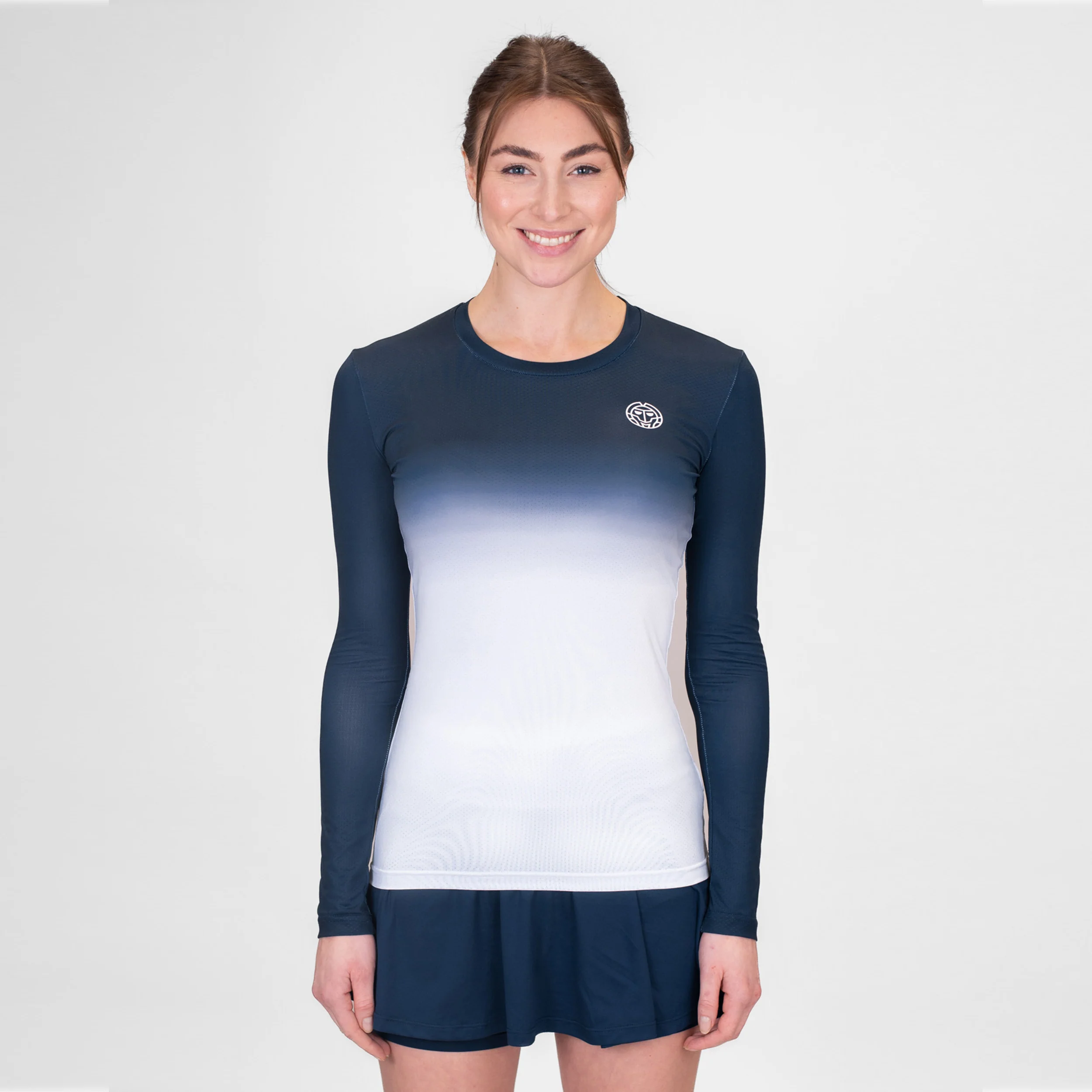 Crew Gradiant Camiseta De Manga Larga Mujeres-Azul Oscuro,Blanco - Image 5