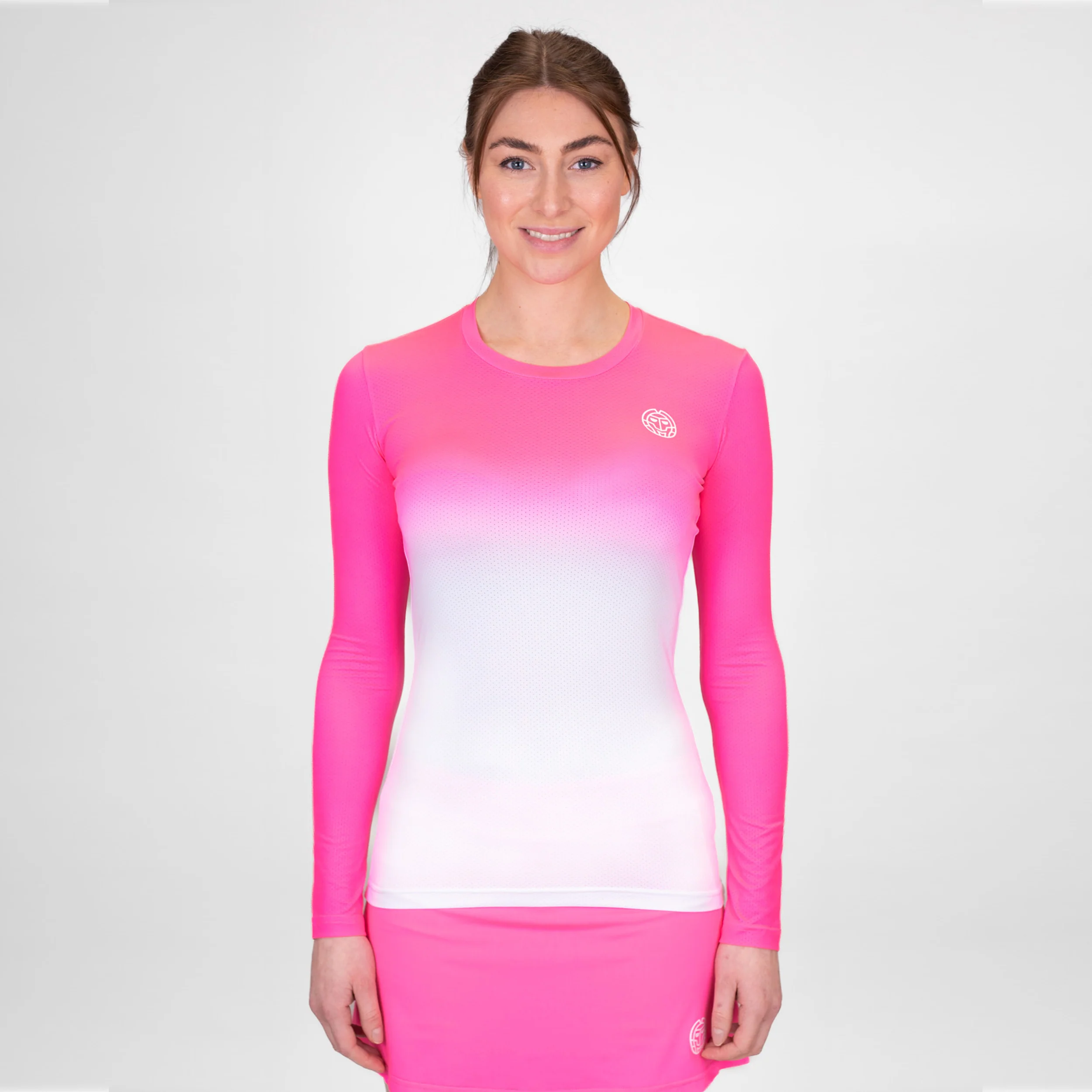 Crew Gradiant Camiseta De Manga Larga Mujeres-Rosa,Blanco