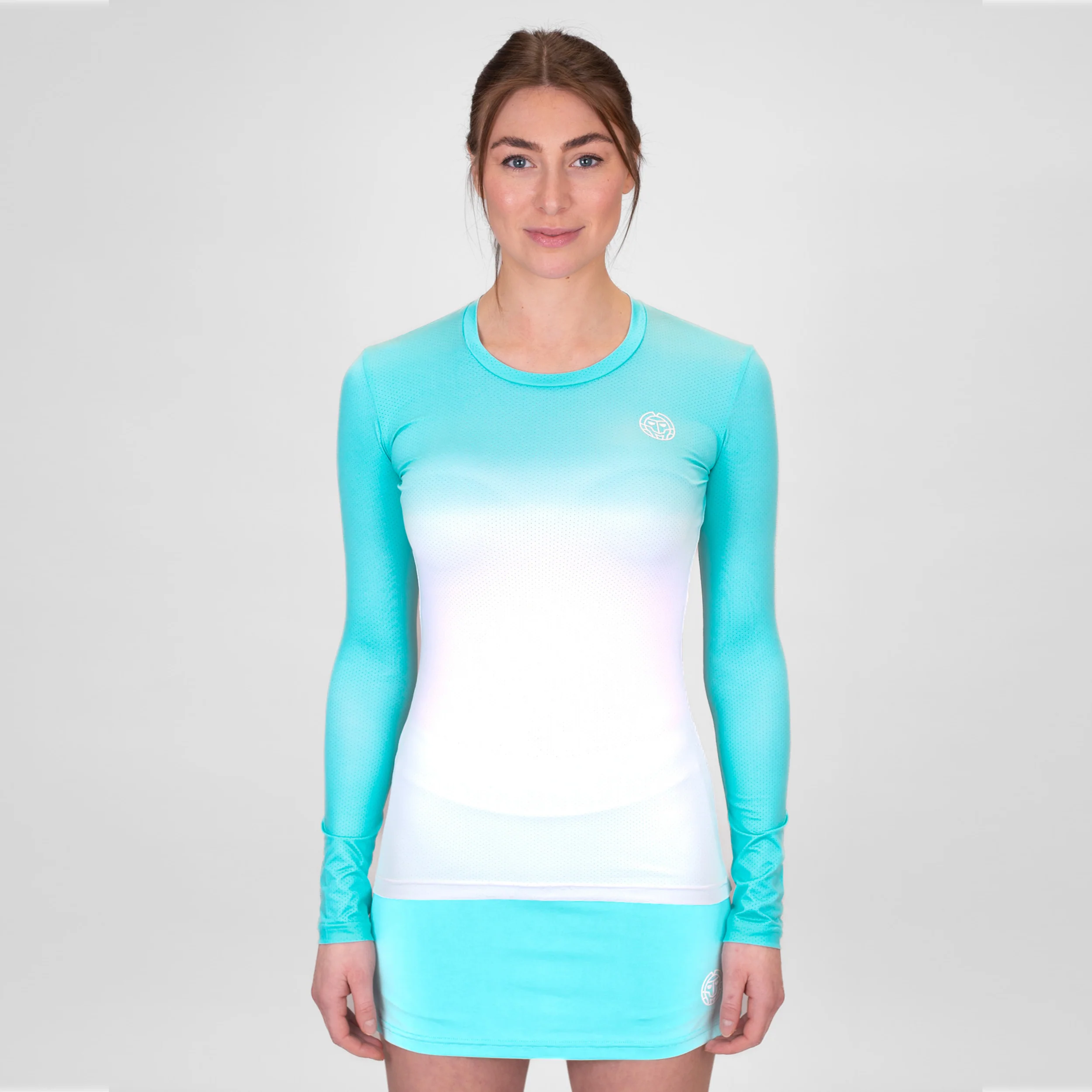 Crew Gradiant Camiseta De Manga Larga Mujeres-Turquesa,Blanco - Image 5