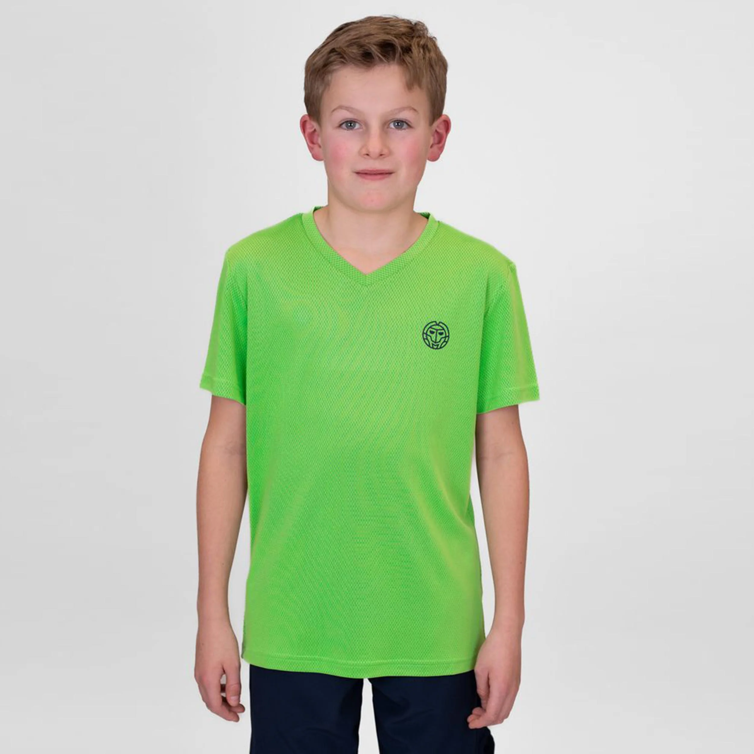 Crew Inside Out V-Neck Camiseta De Manga Corta Chicos-Verde Neón,Azul Oscuro
