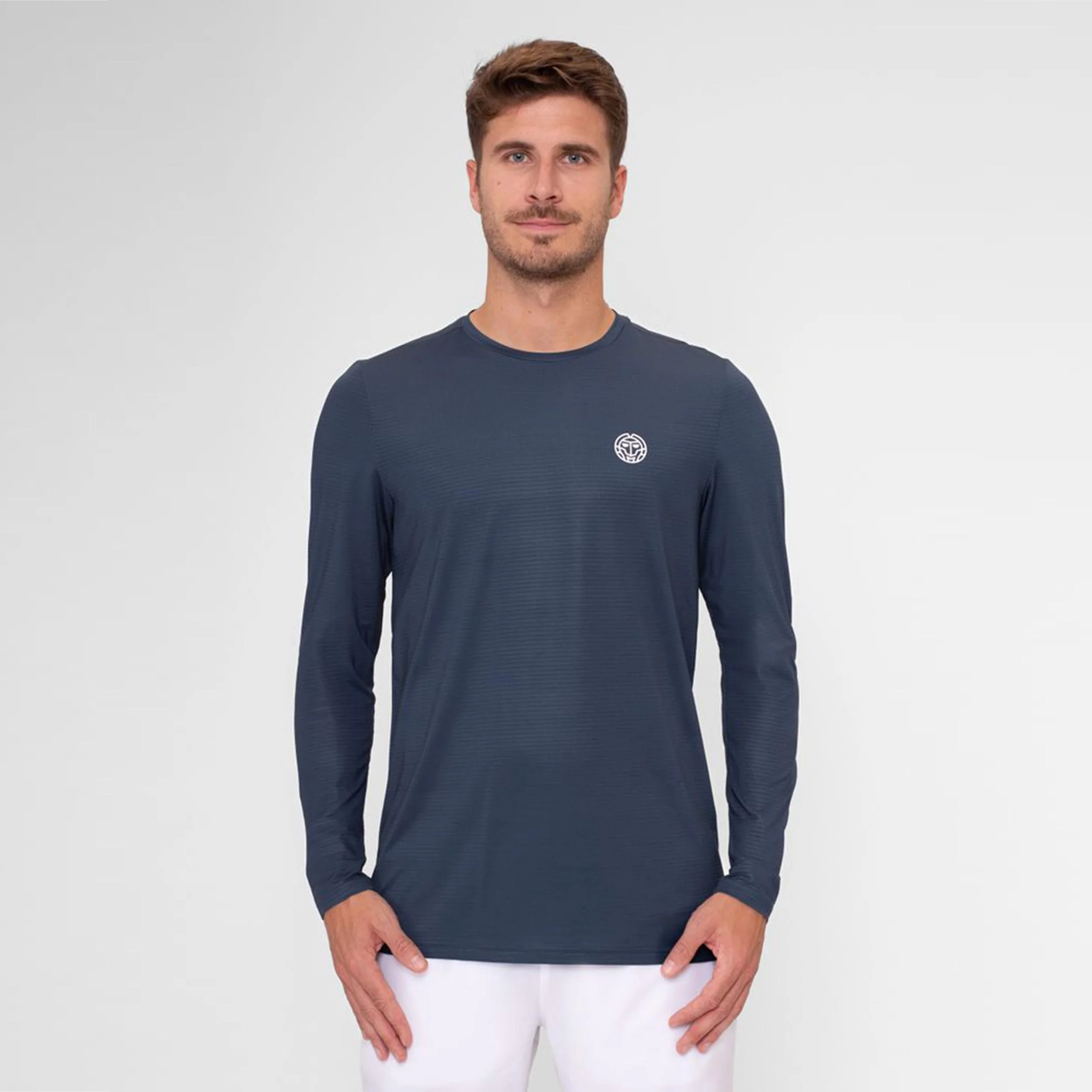 Crew Roundneck Camiseta De Manga Larga Hombres-Azul Oscuro - Image 5