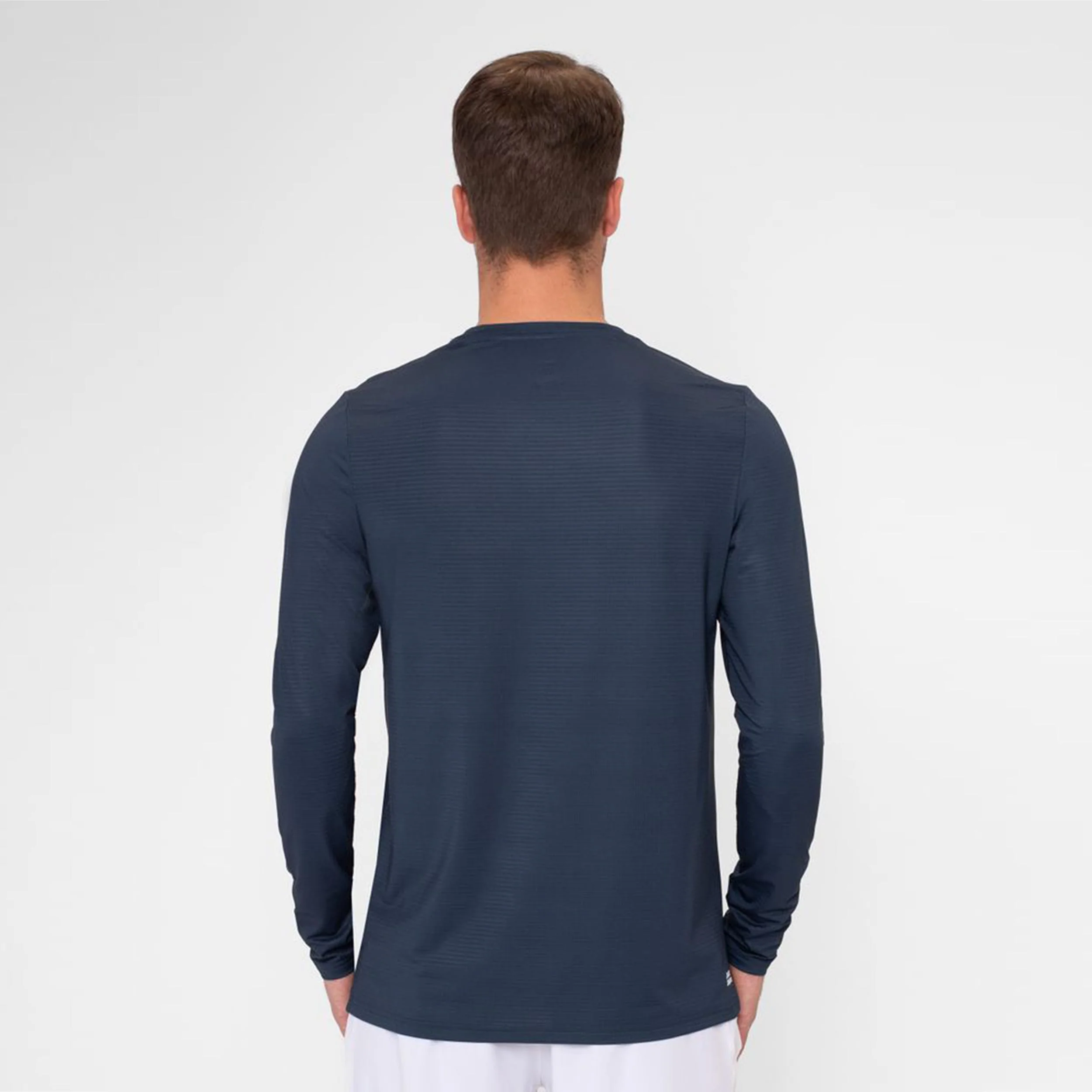 Crew Roundneck Camiseta De Manga Larga Hombres-Azul Oscuro - Image 6