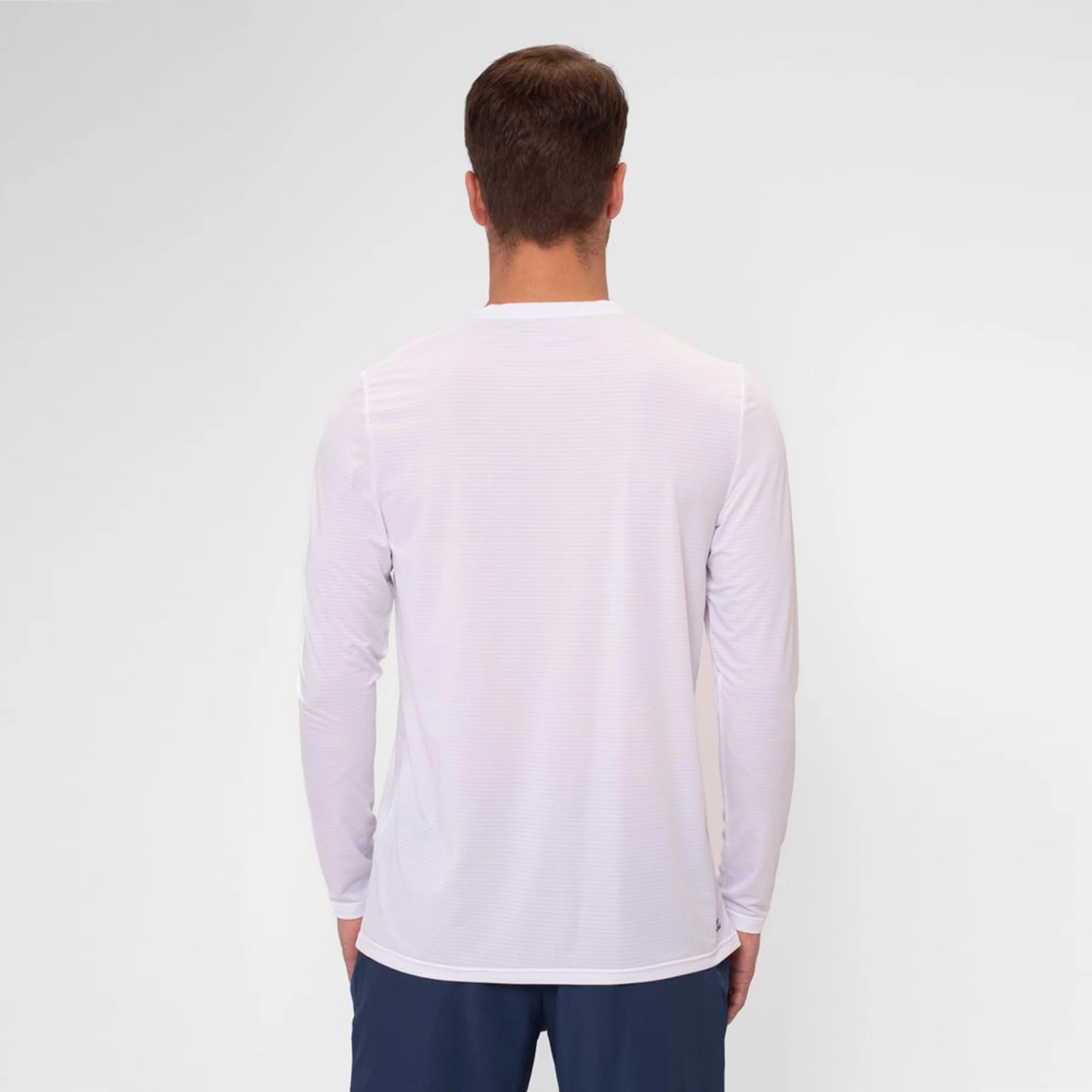 Crew Roundneck Camiseta De Manga Larga Hombres-Blanco - Image 2