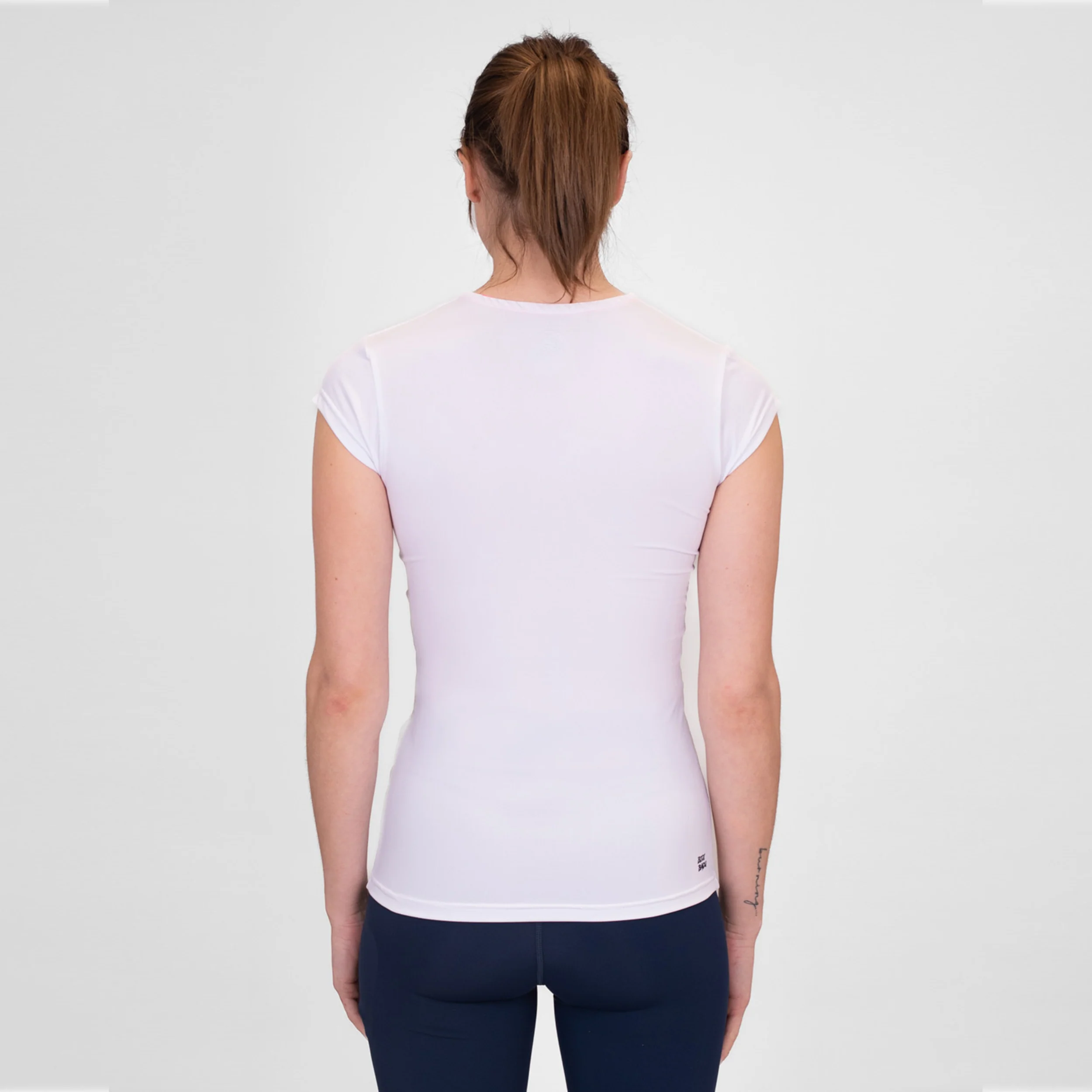 Crew V-Neck Camiseta De Manga Corta Mujeres-Blanco - Image 6