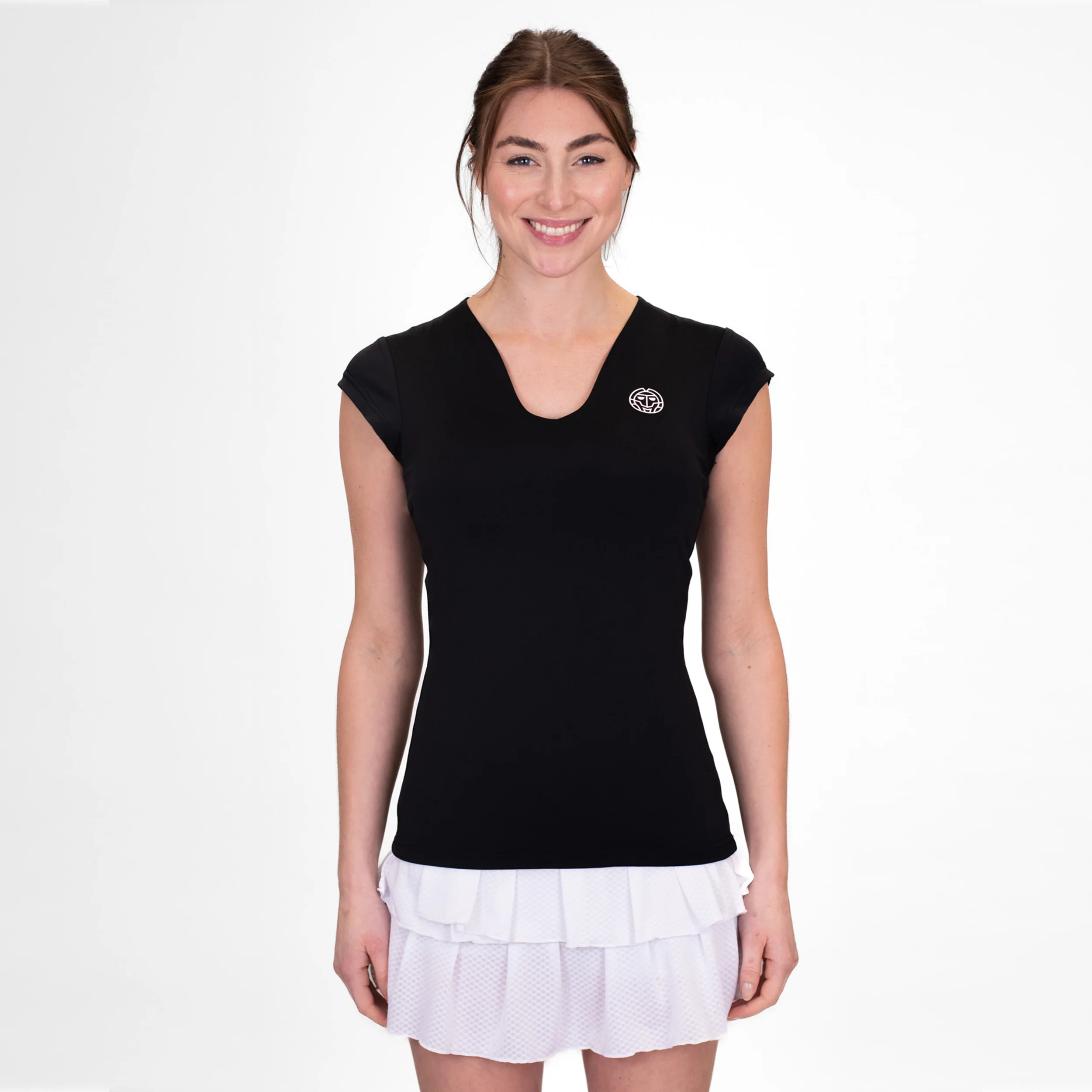 Crew V-Neck Camiseta De Manga Corta Mujeres-Negro - Image 5