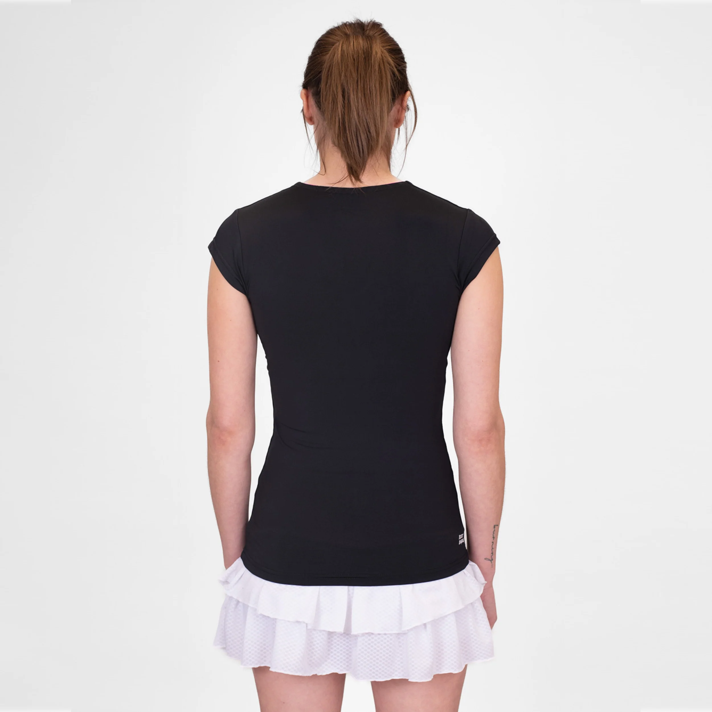 Crew V-Neck Camiseta De Manga Corta Mujeres-Negro - Image 6