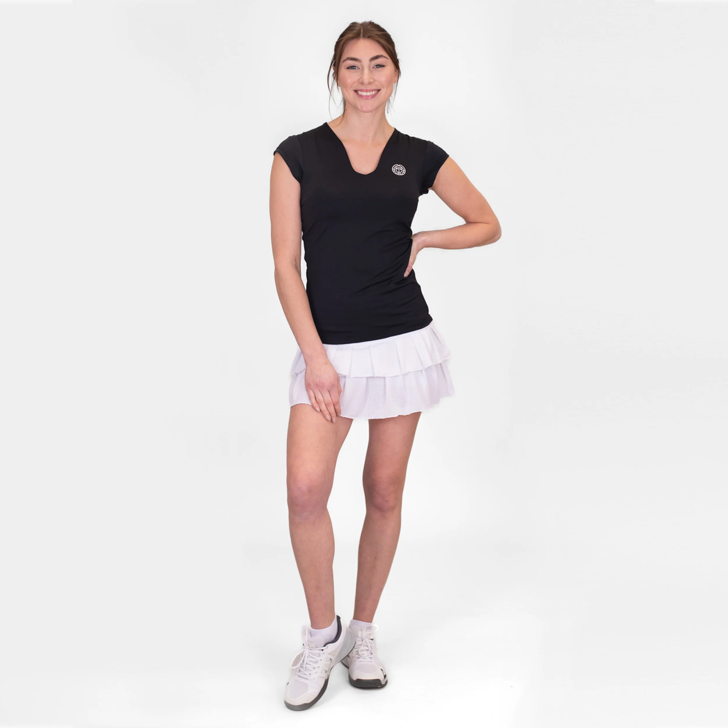 Crew V-Neck Camiseta De Manga Corta Mujeres-Negro - Image 7