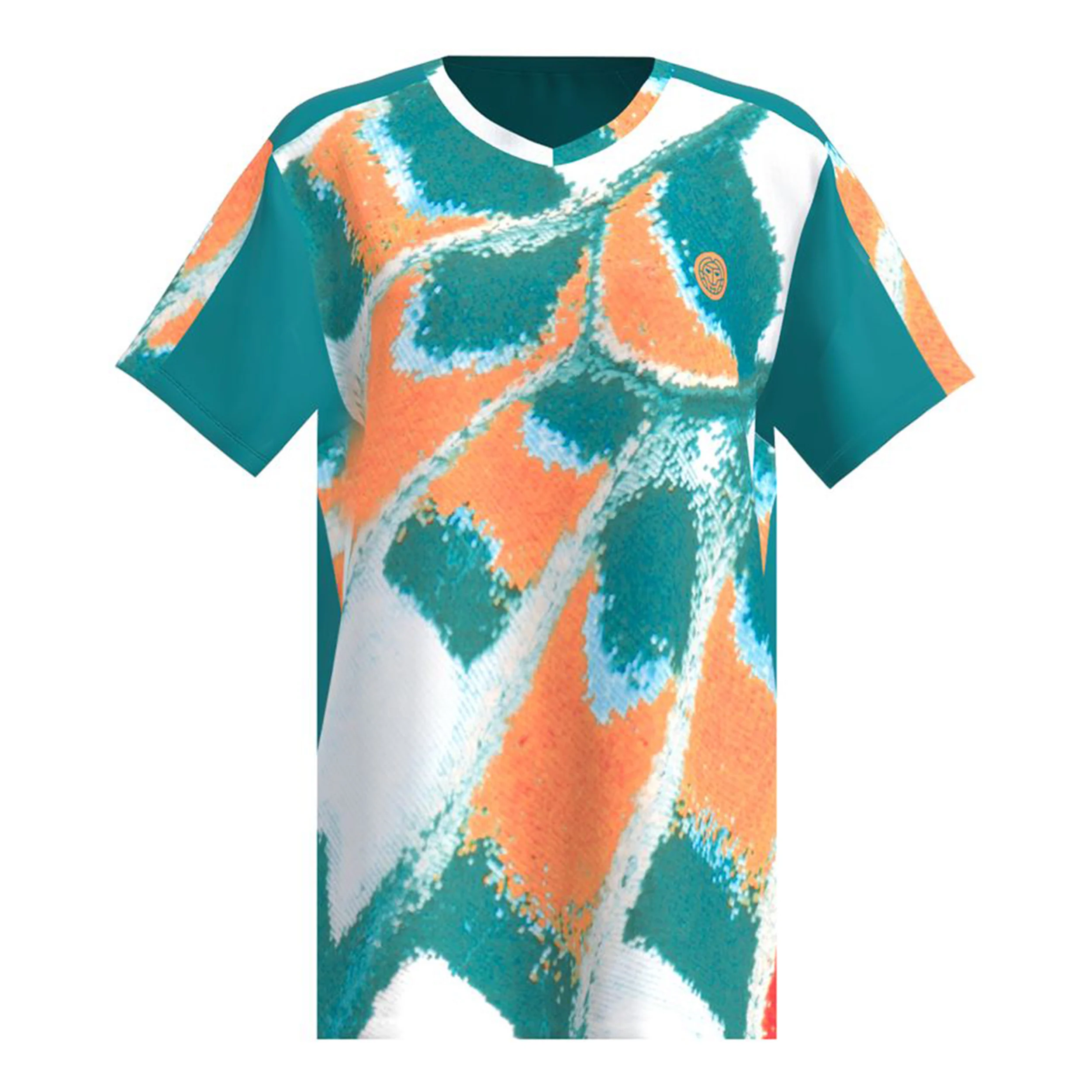 Melbourne 2025 V-Neck Camiseta De Manga Corta Hombres-Color Petróleo,Naranja