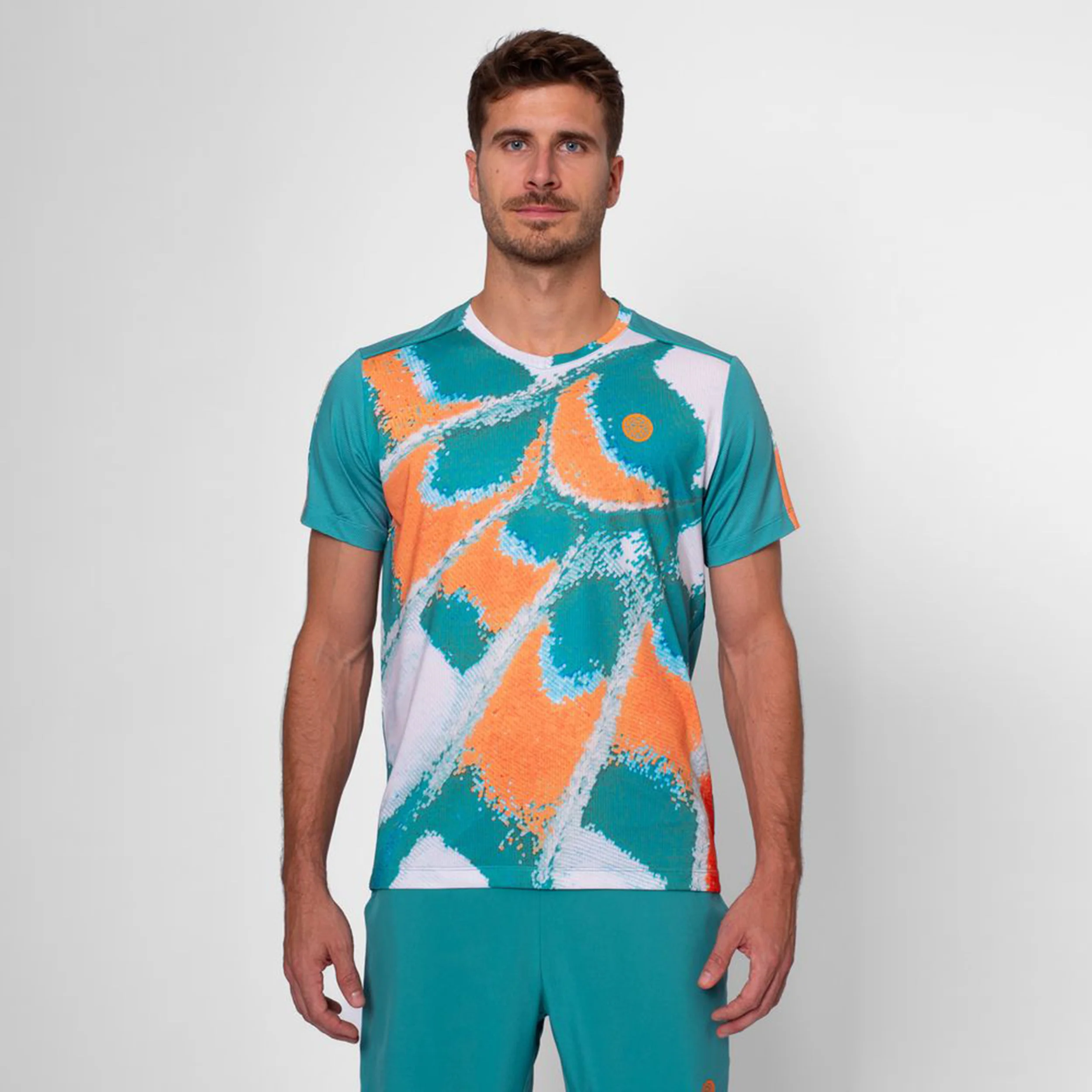Melbourne 2025 V-Neck Camiseta De Manga Corta Hombres-Color Petróleo,Naranja - Image 3