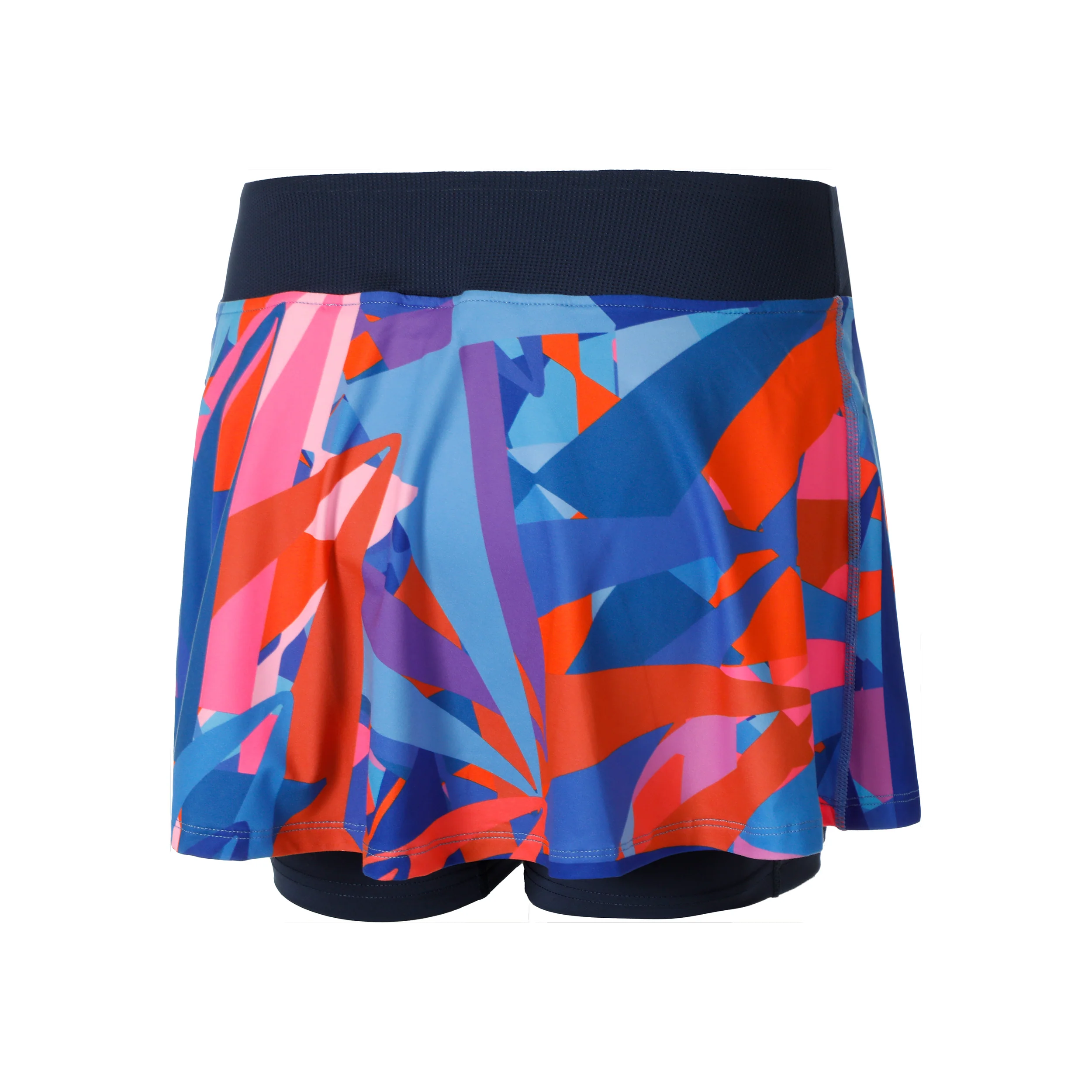 Spike Printed Wavy Falda Mujeres-Azul Oscuro,Azul - Image 2