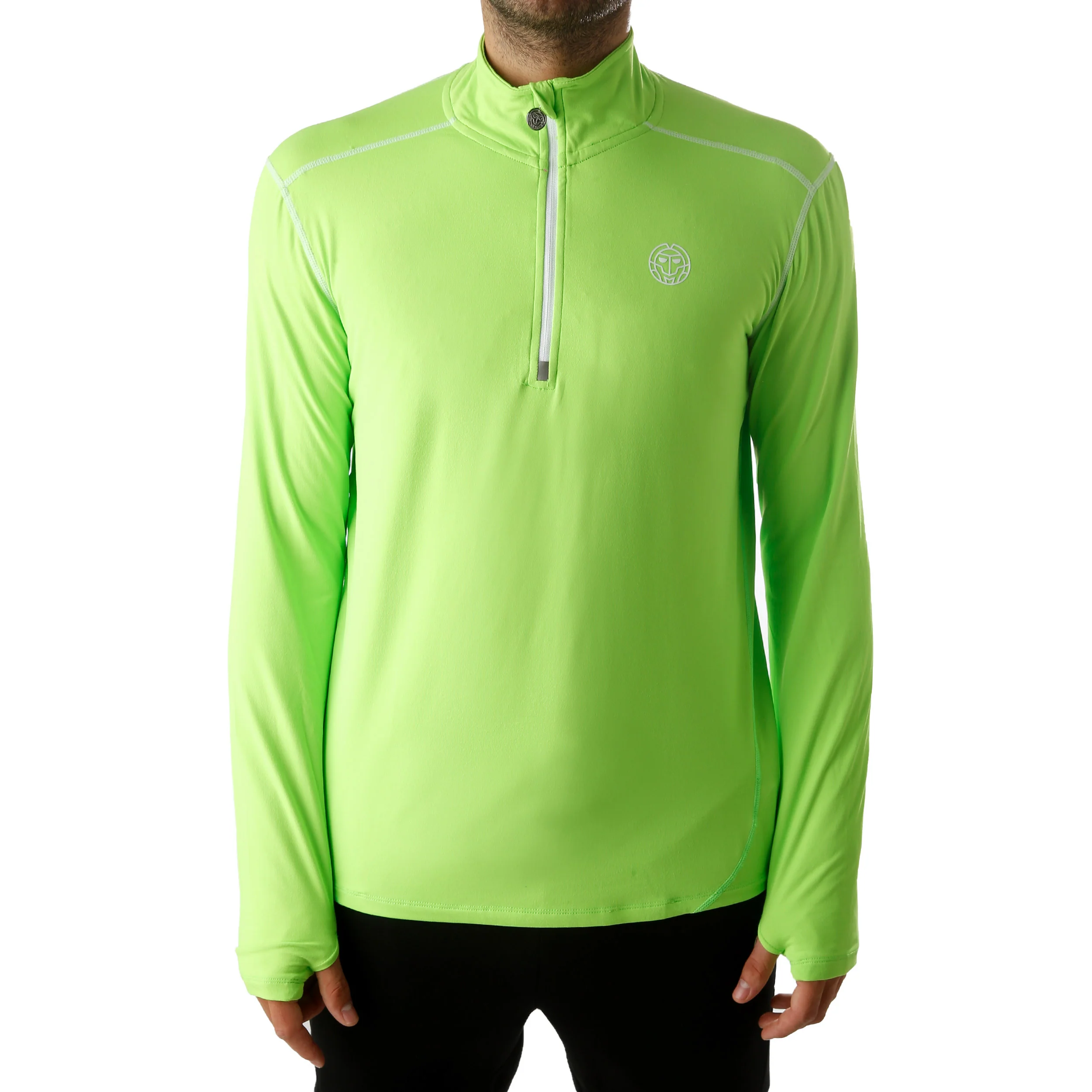 Zac Tech Half Zip Camiseta De Manga Larga Hombres-Verde Neón,Blanco - Image 3