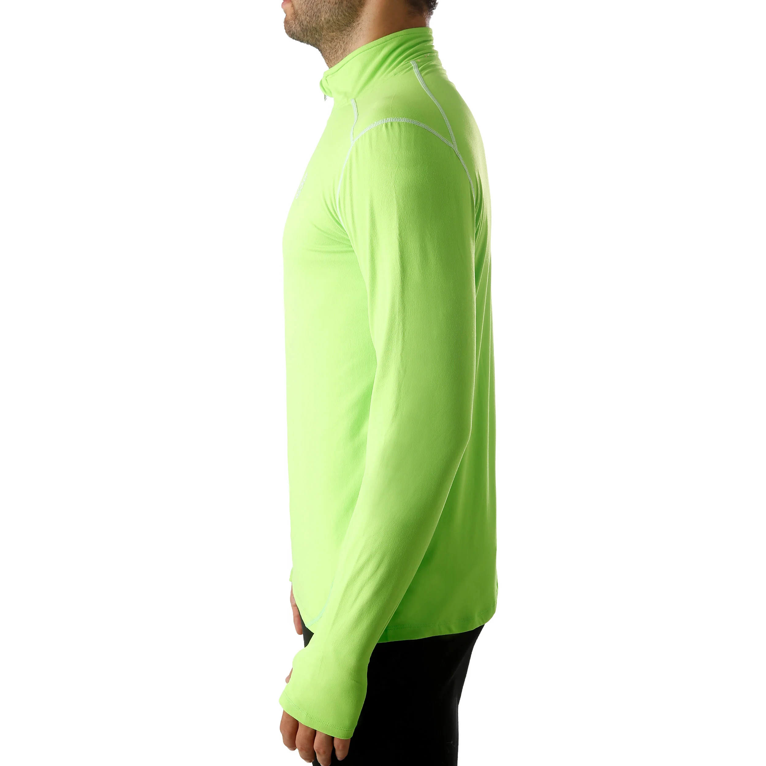 Zac Tech Half Zip Camiseta De Manga Larga Hombres-Verde Neón,Blanco - Image 4