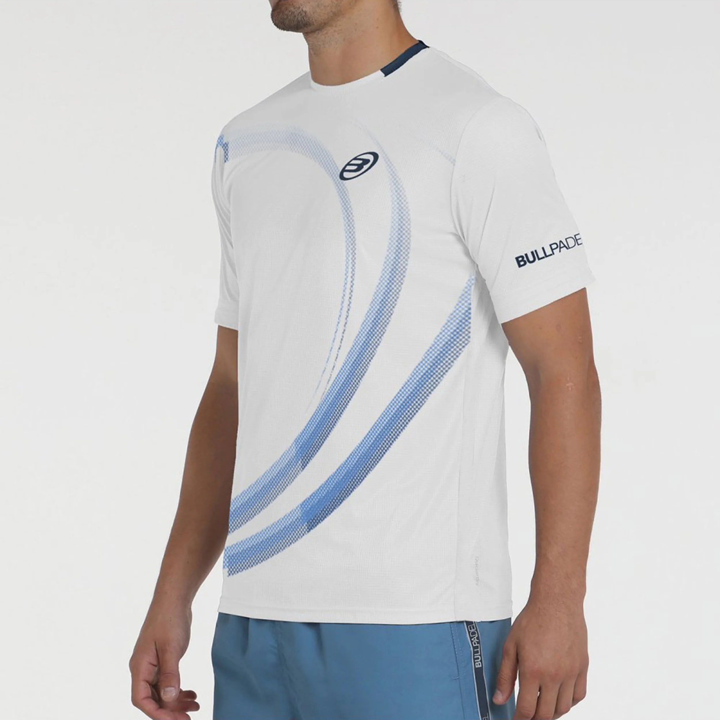 Beque Camiseta De Manga Corta Hombres-Blanco,Azul Claro - Image 3