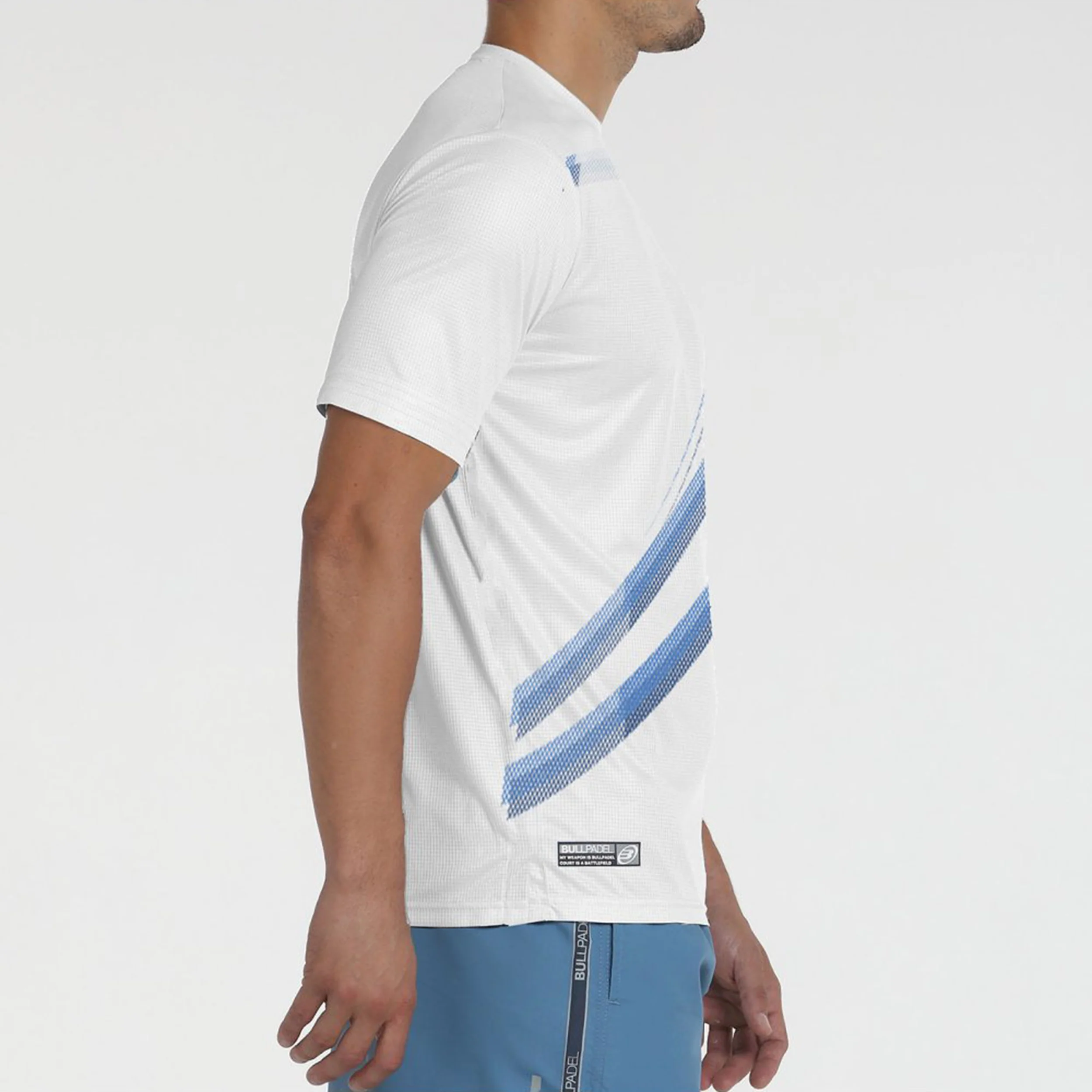 Beque Camiseta De Manga Corta Hombres-Blanco,Azul Claro - Image 4