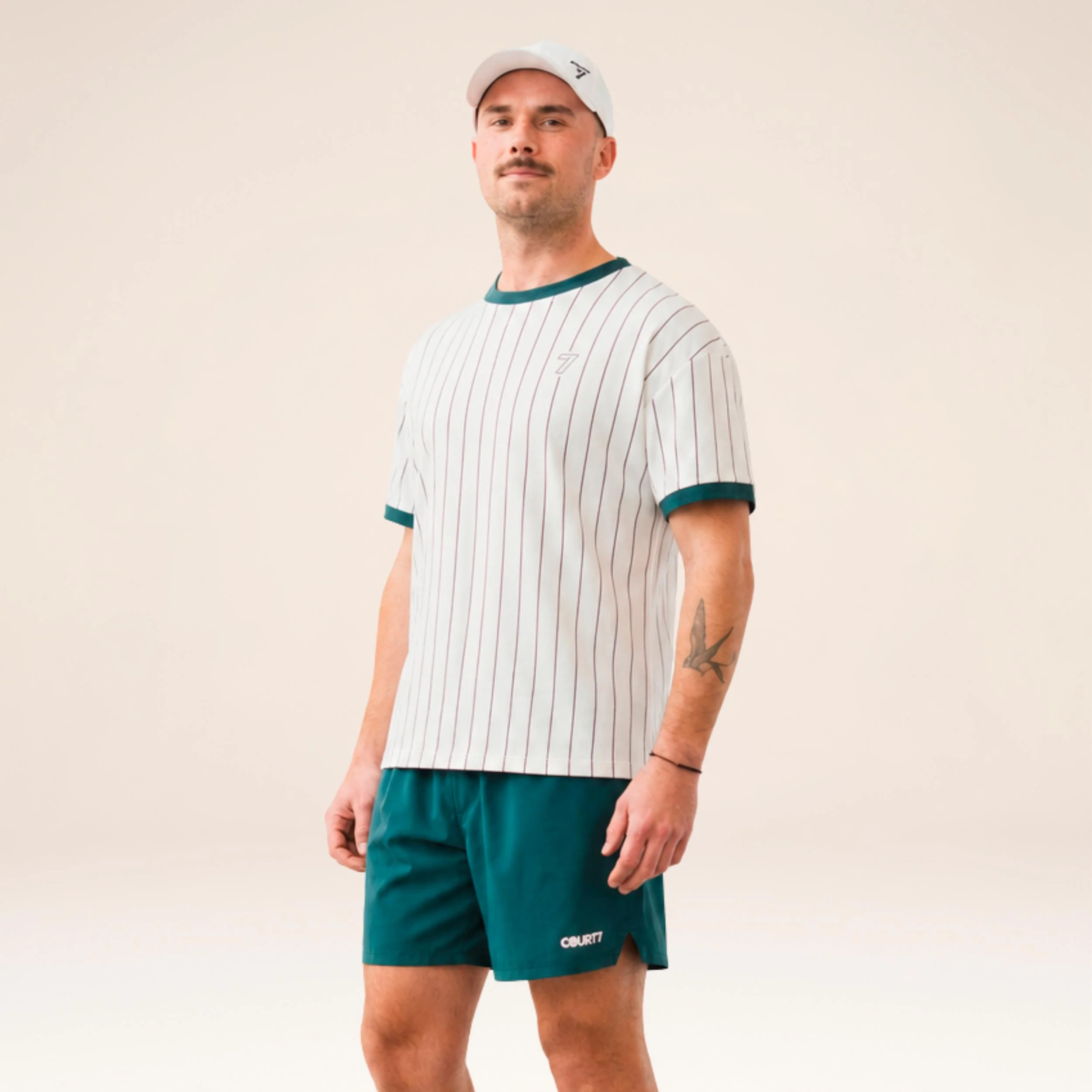 AD-IN Stripes 2.0 Camiseta de manga corta Unisex - blanco roto, verde oscuro