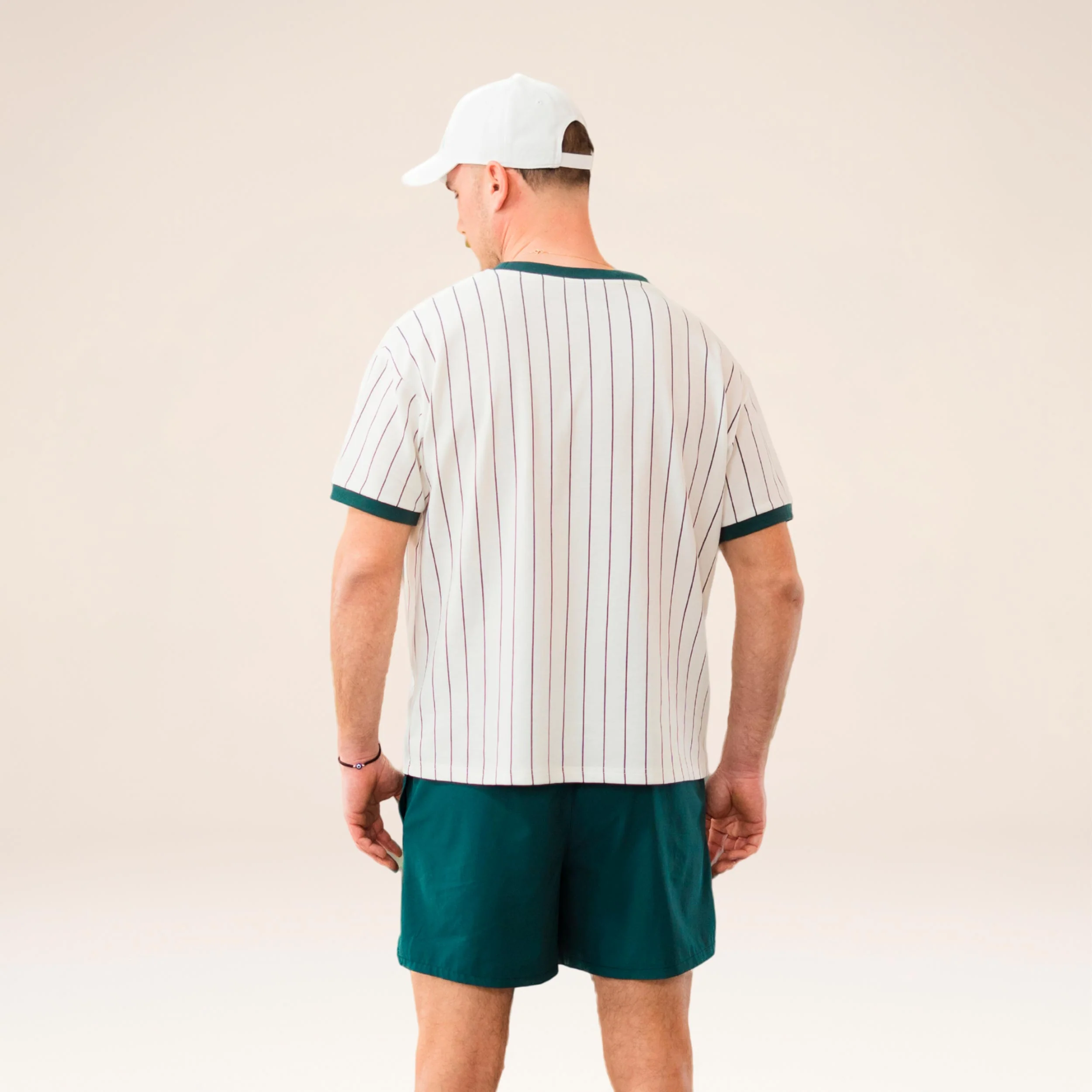 AD-IN Stripes 2.0 Camiseta de manga corta Unisex - blanco roto, verde oscuro - Image 3
