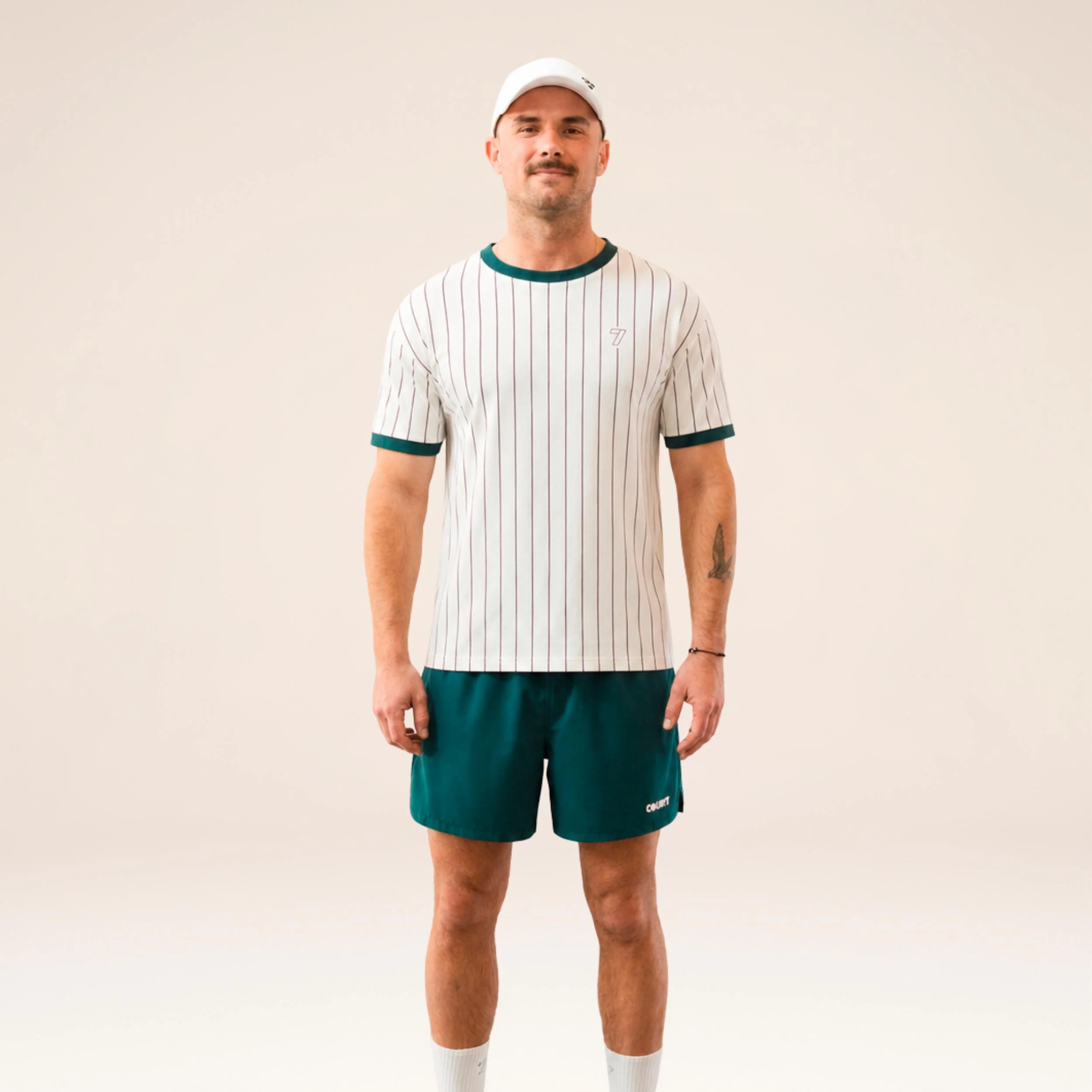 AD-IN Stripes 2.0 Camiseta de manga corta Unisex - blanco roto, verde oscuro - Image 4