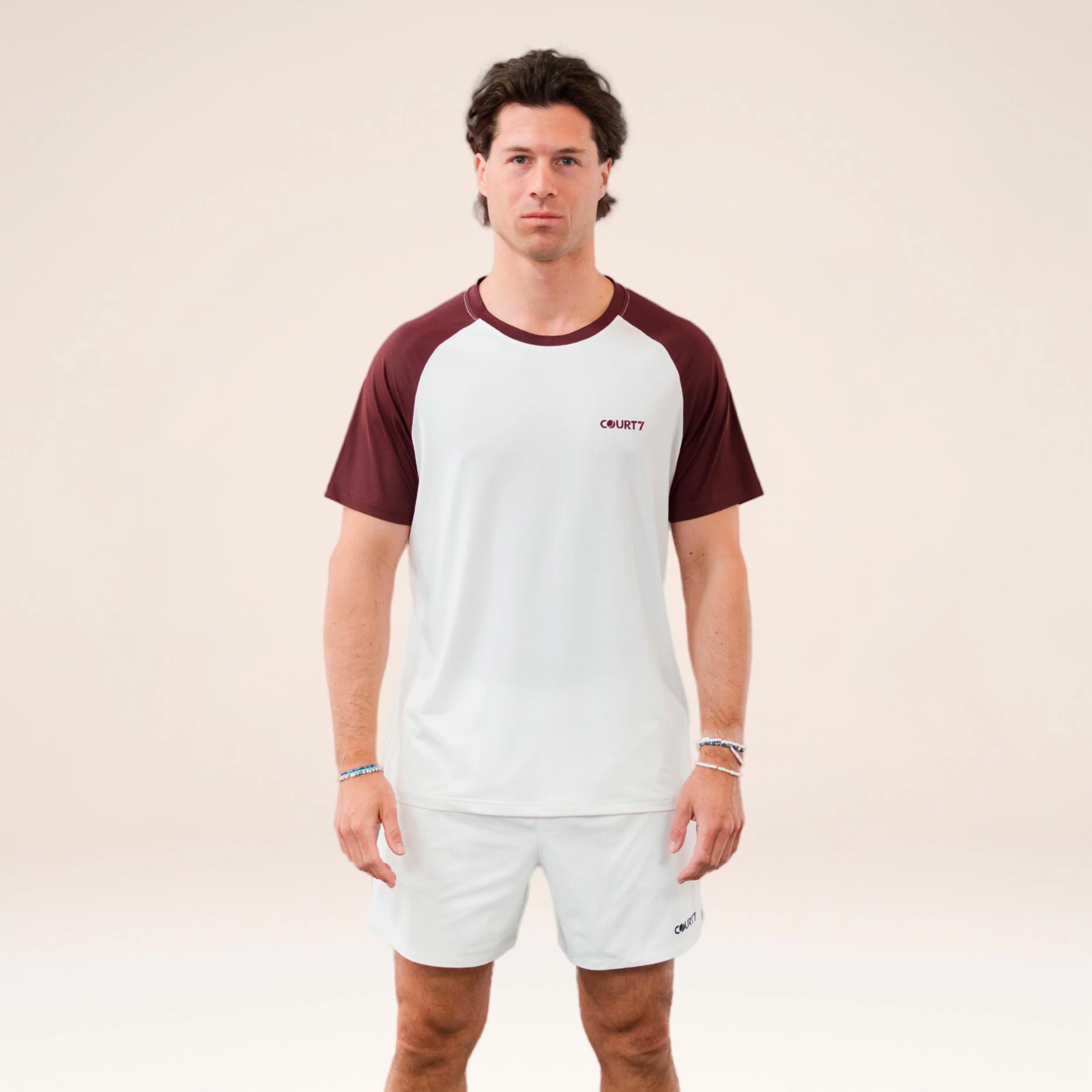 Performance Raglan Contrast Camiseta de manga corta Hombres - blanco roto, rojo