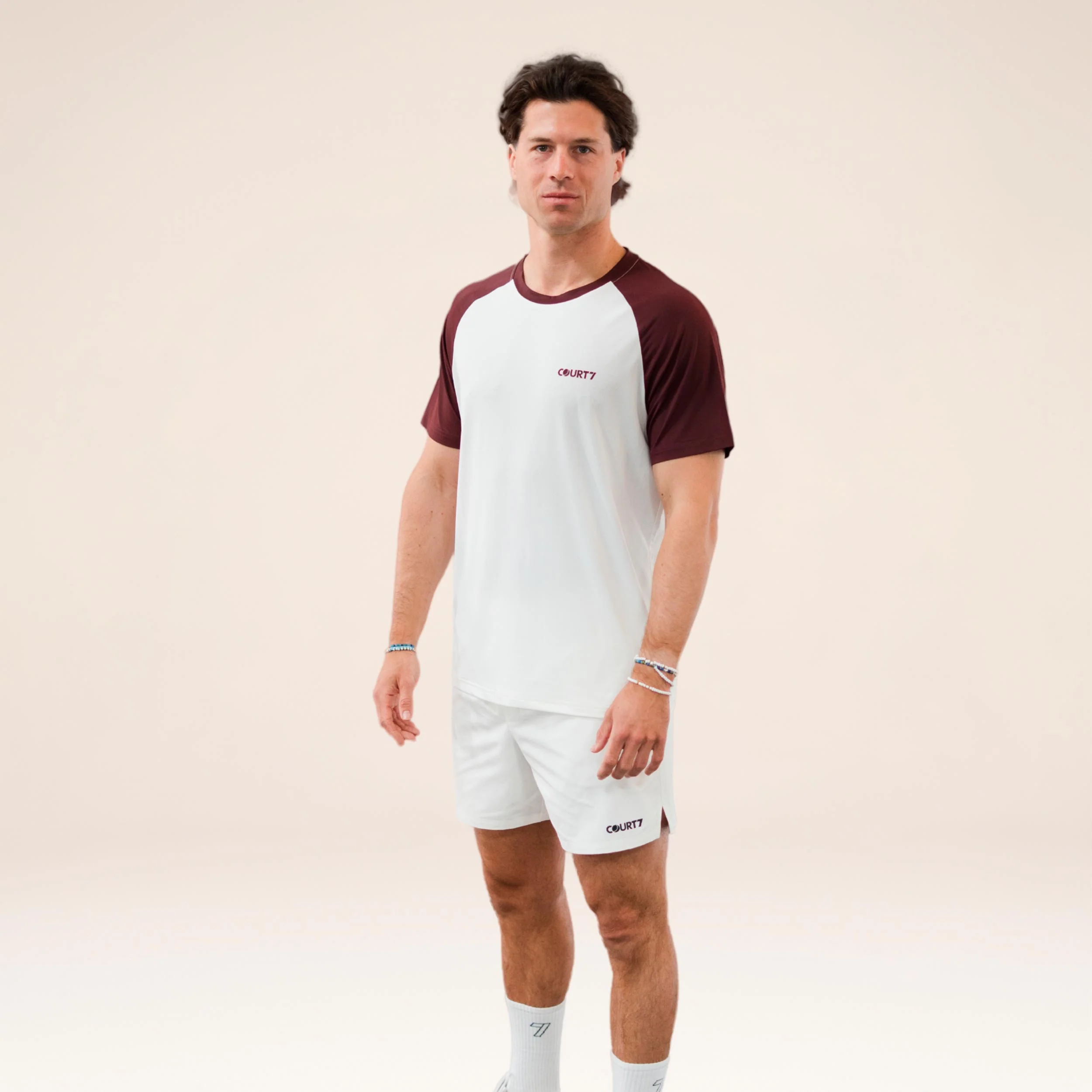Performance Raglan Contrast Camiseta de manga corta Hombres - blanco roto, rojo - Image 4