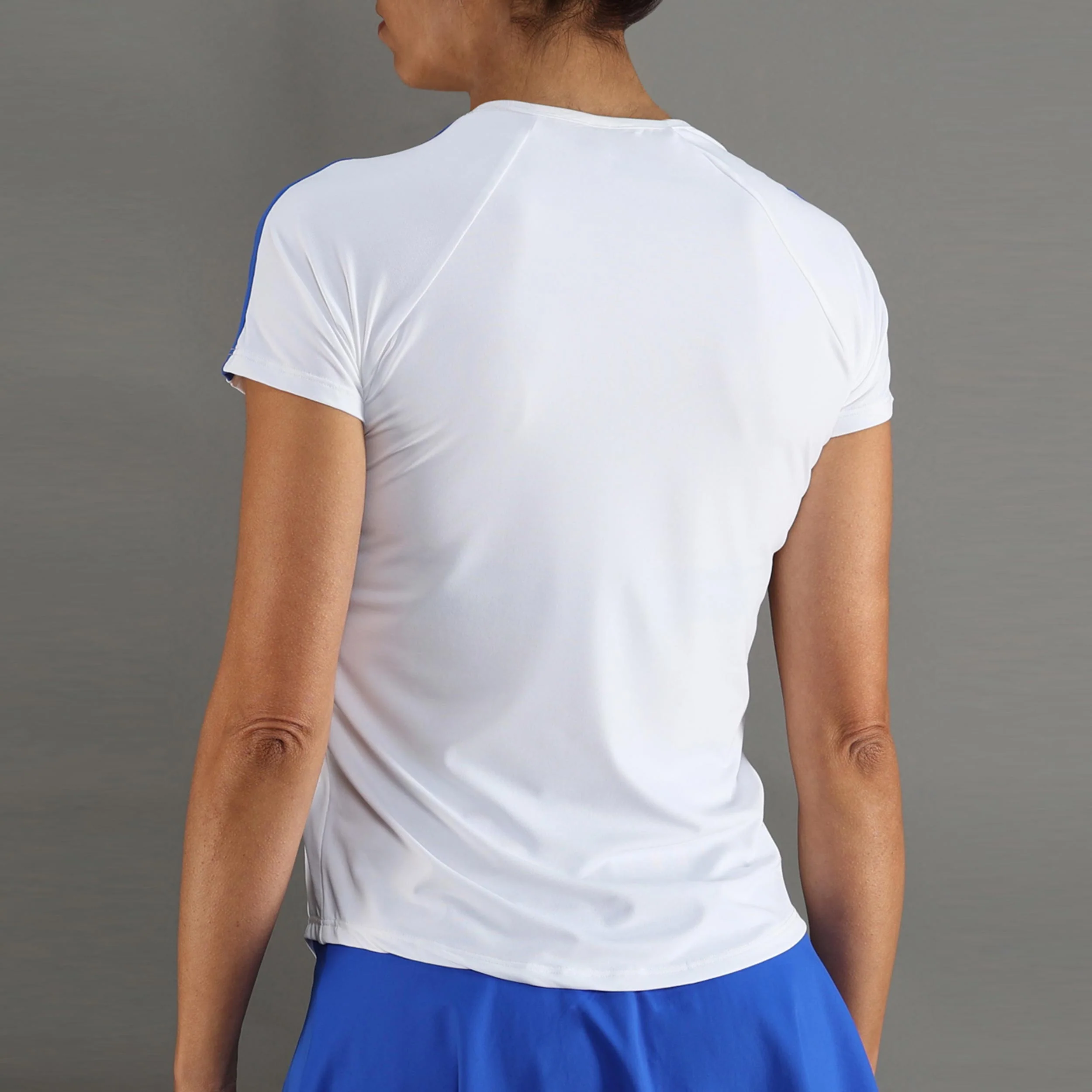 Camiseta de manga corta Mujeres-blanco, azul - Image 7