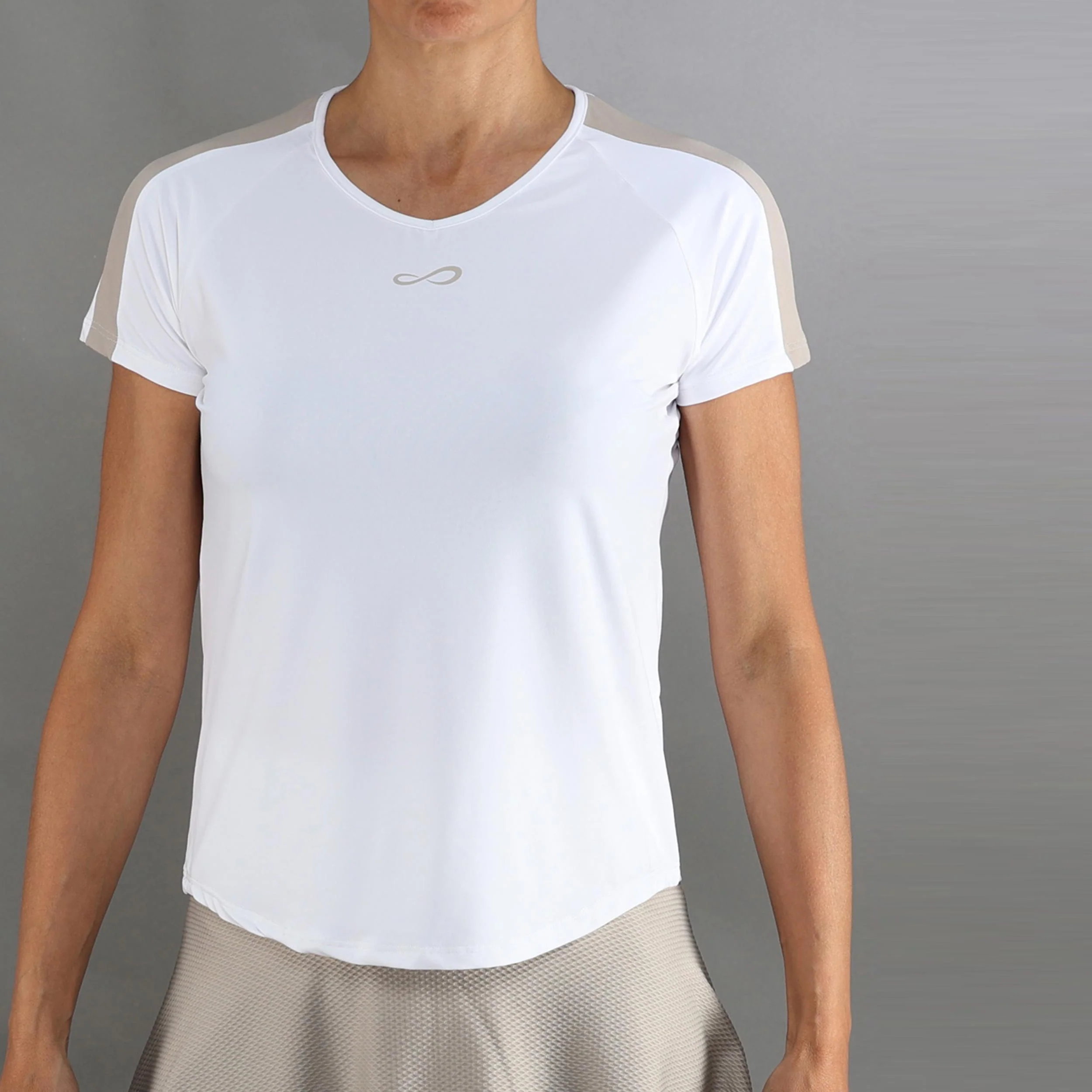 Camiseta de manga corta Mujeres-blanco, beige