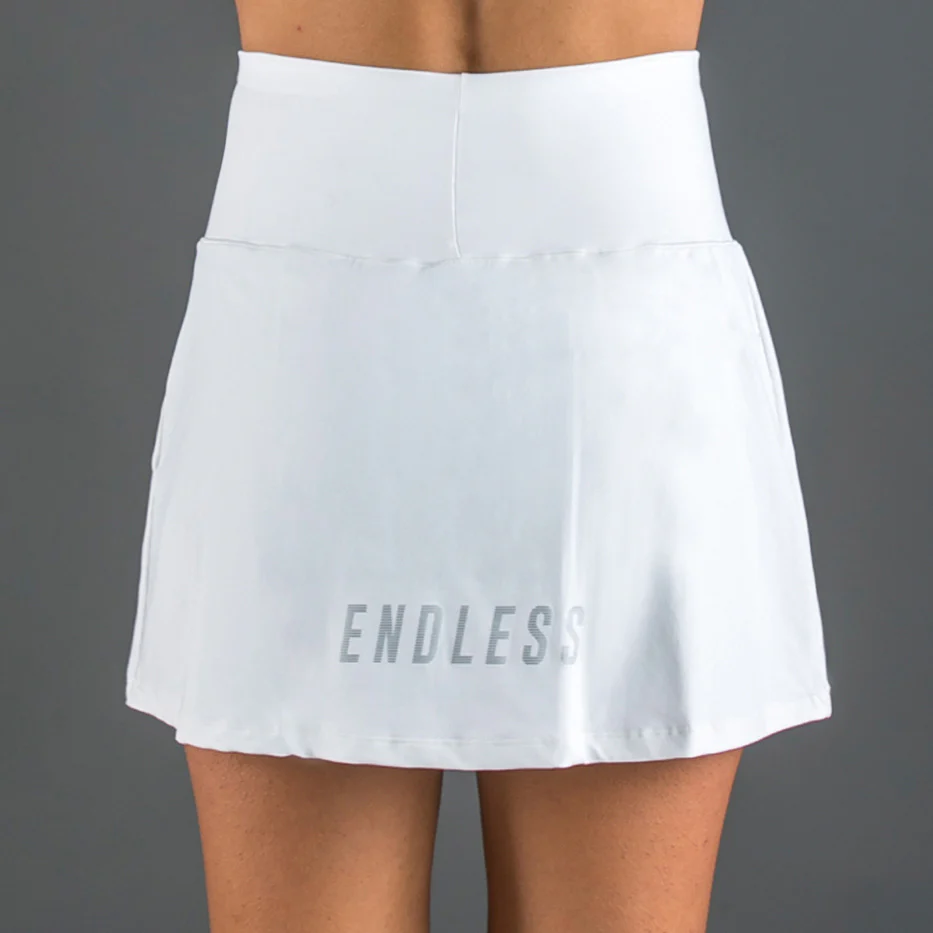 Minimal High Waist Falda Mujeres-Blanco,Plateado - Image 4