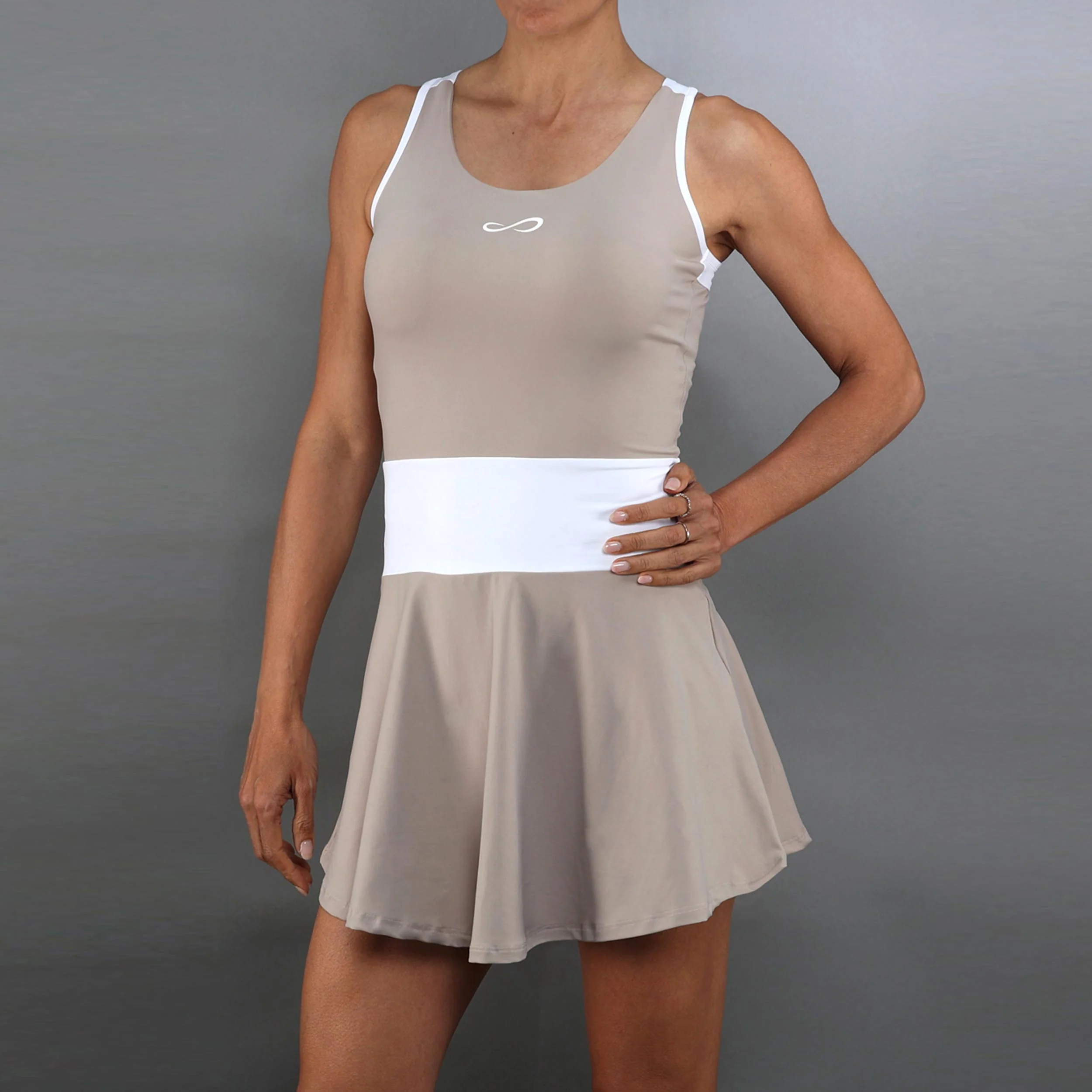 Orbit Vestido Mujeres-beige, blanco