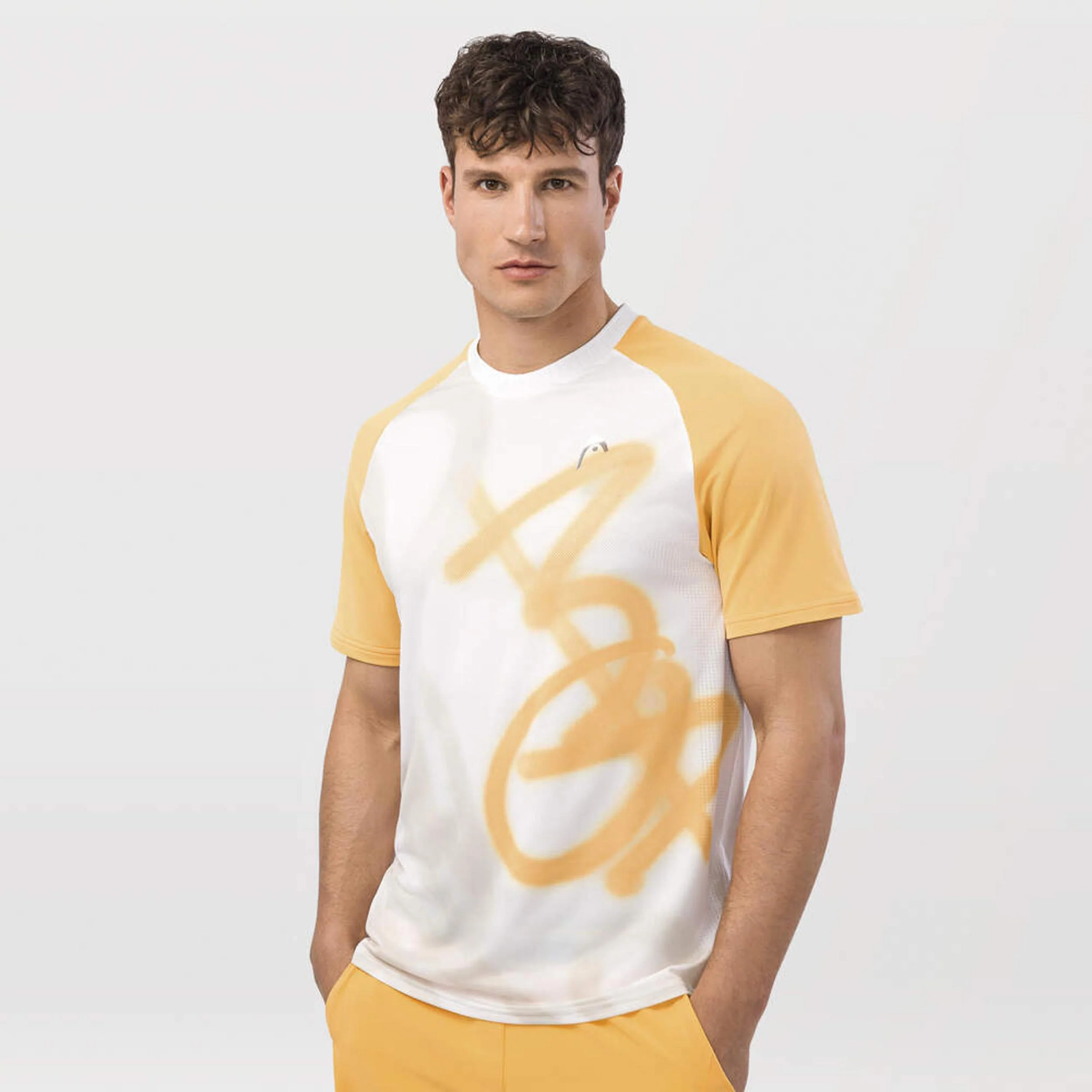 Performance Mc New York Camiseta De Manga Corta Hombres-Blanco,Amarillo Oro