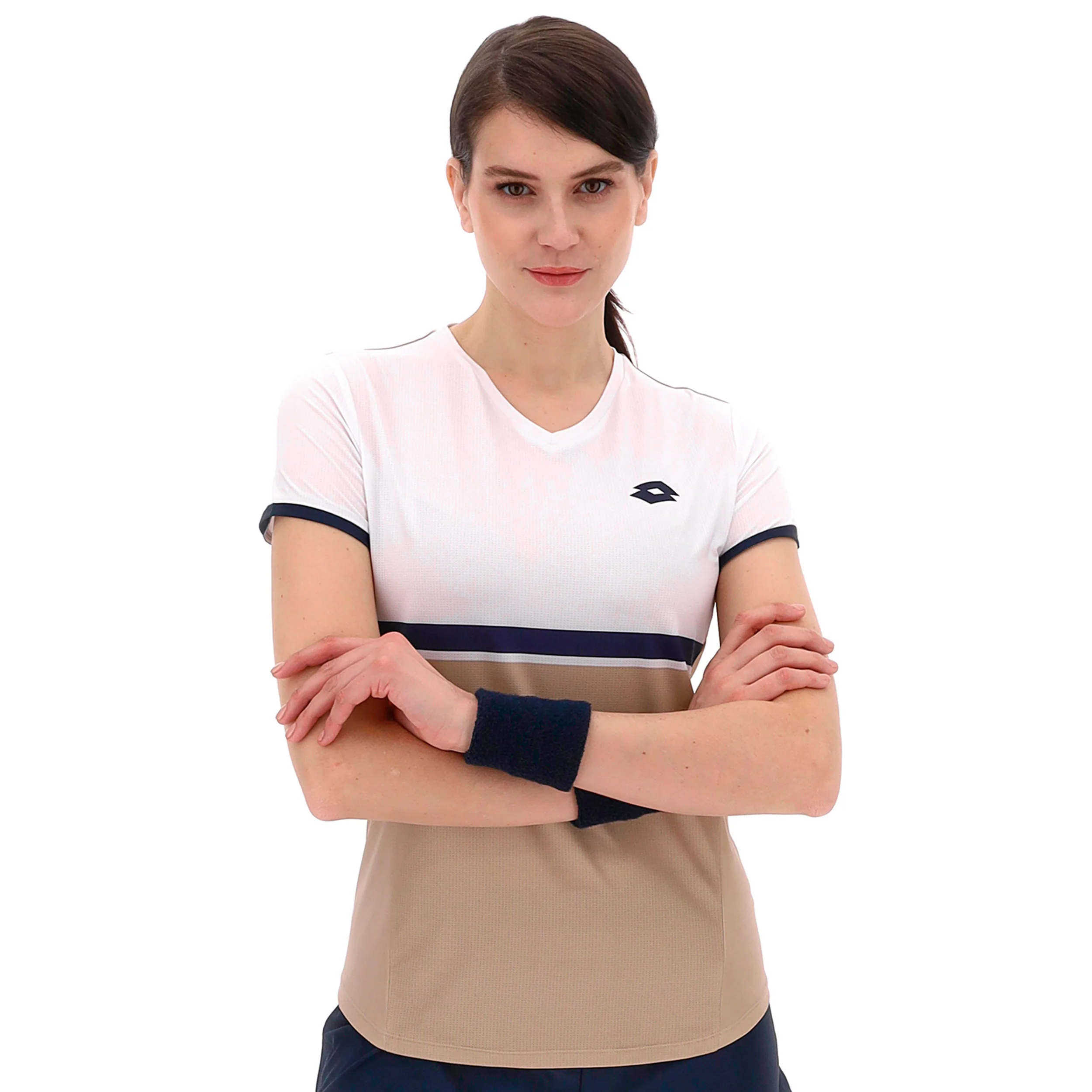 Tech V Camiseta De Manga Corta Mujeres-Beige