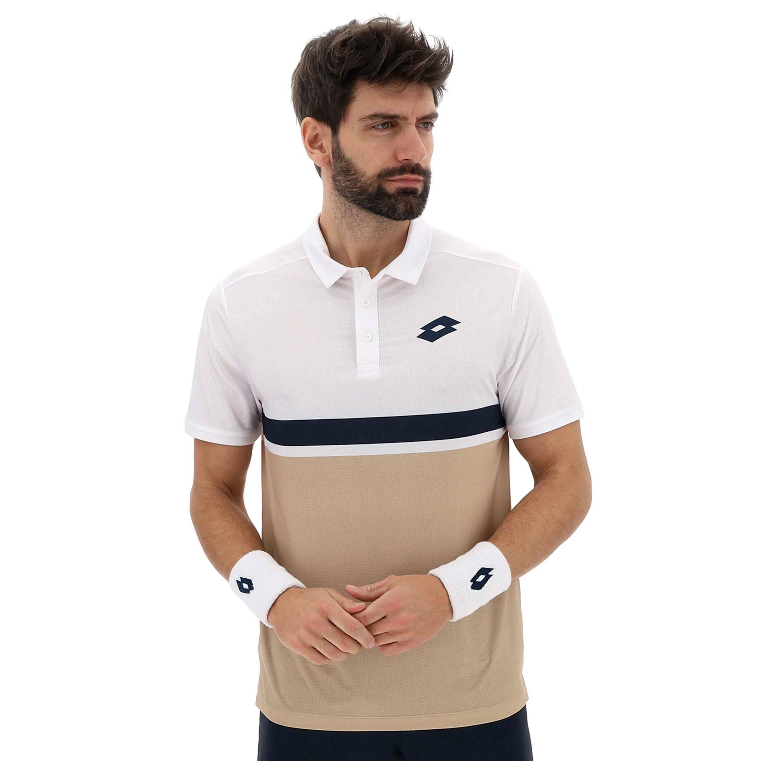 Tech V Polo Hombres-Beige