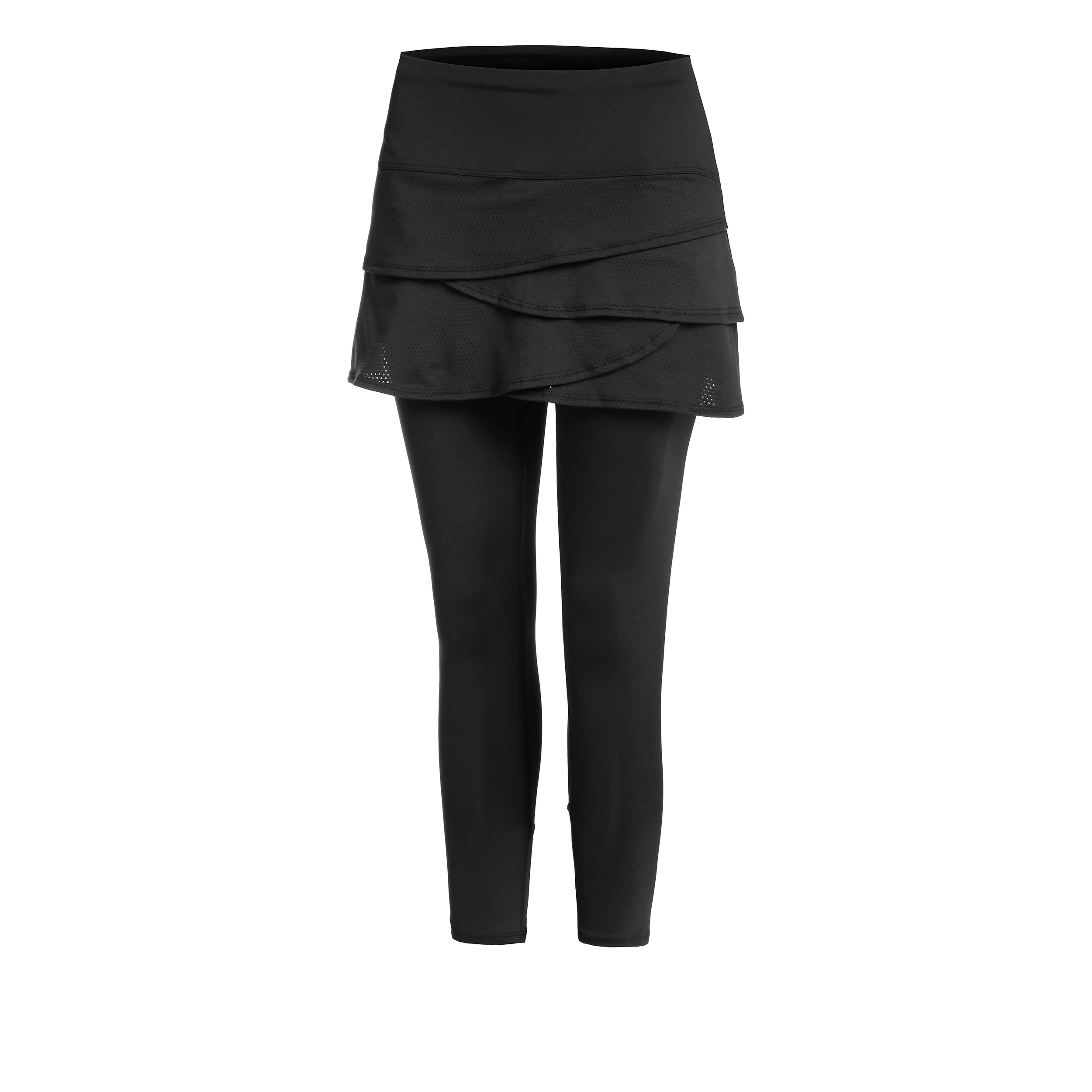 Needle Out Scallop Falda Con Malla Mujeres-Negro