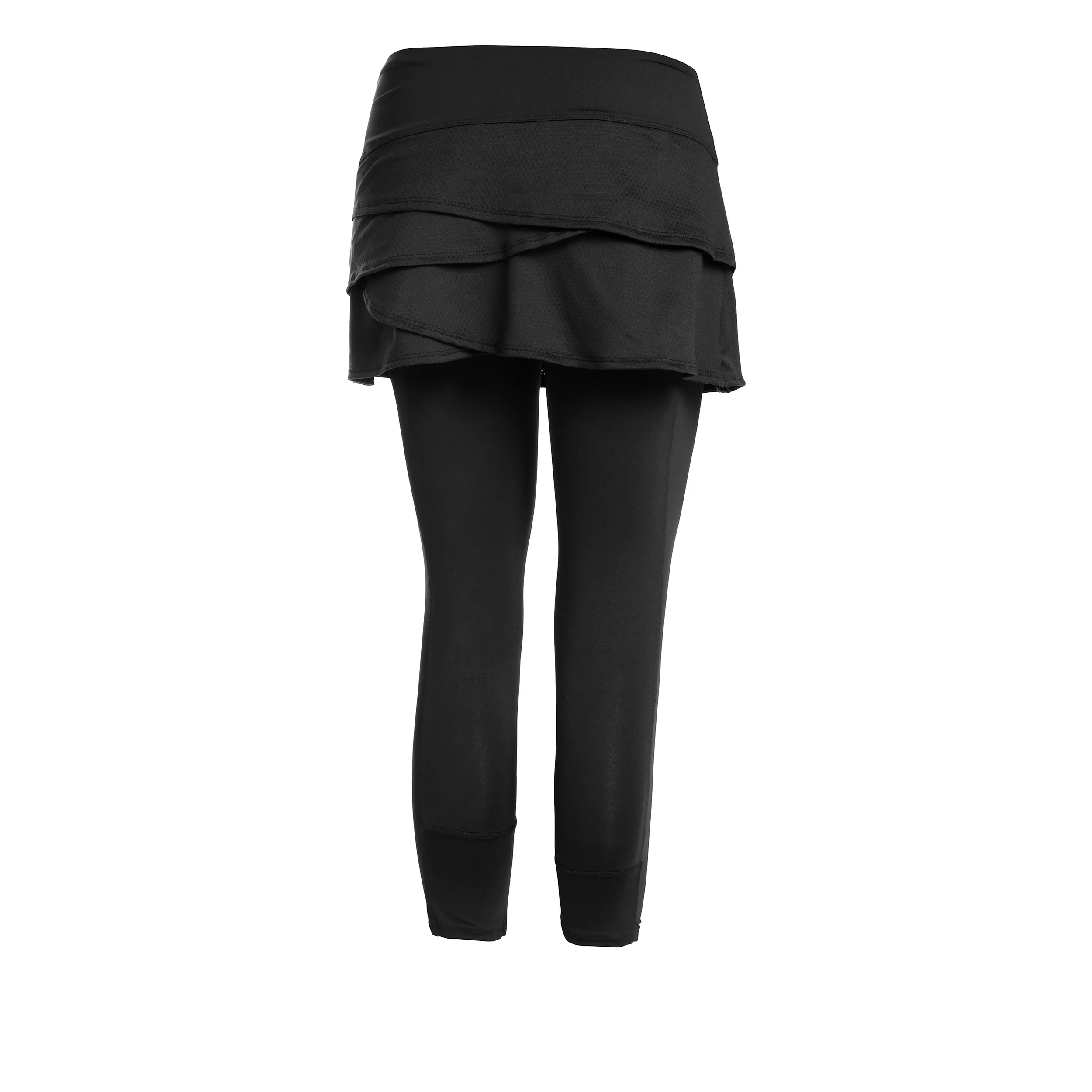 Needle Out Scallop Falda Con Malla Mujeres-Negro - Image 2