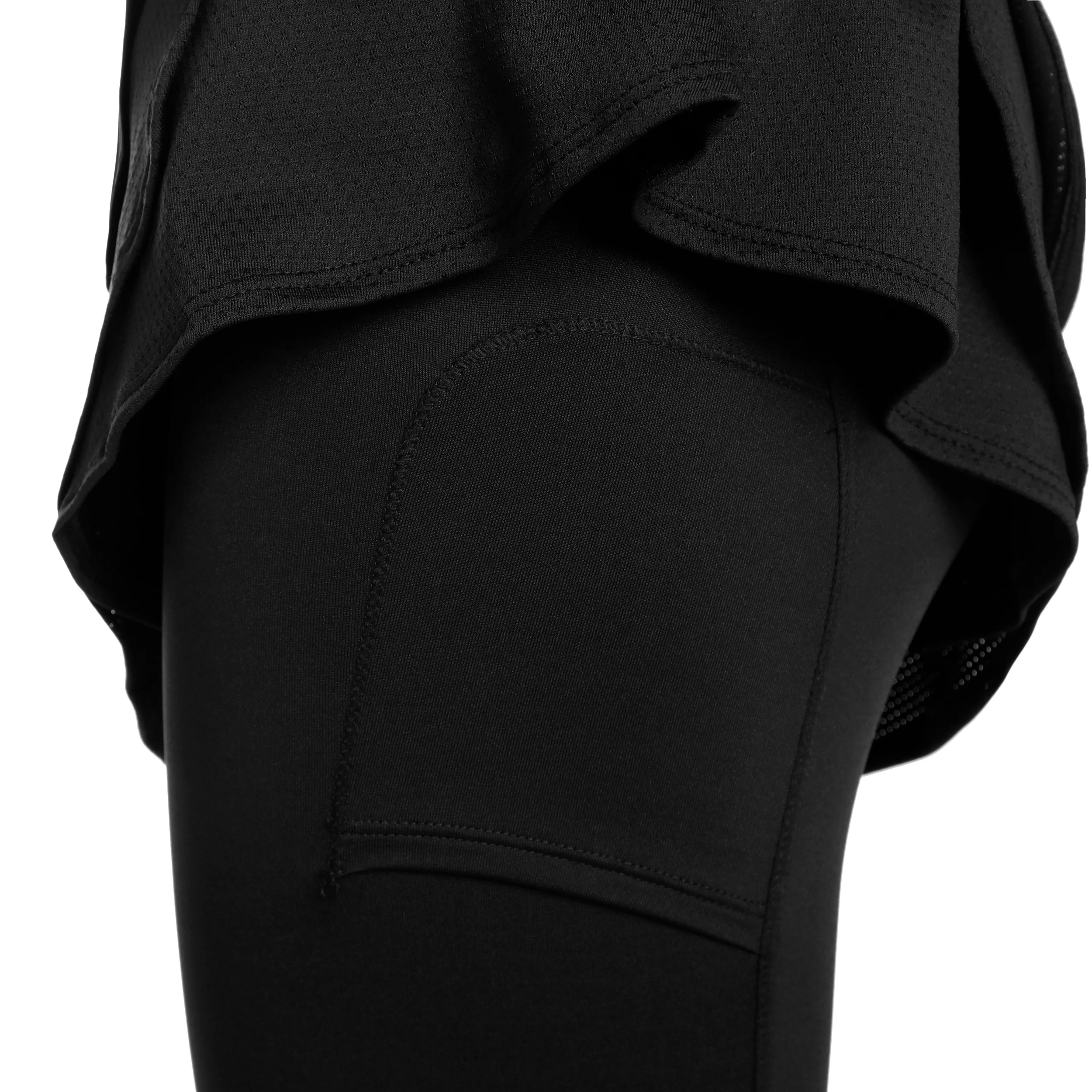 Needle Out Scallop Falda Con Malla Mujeres-Negro - Image 3