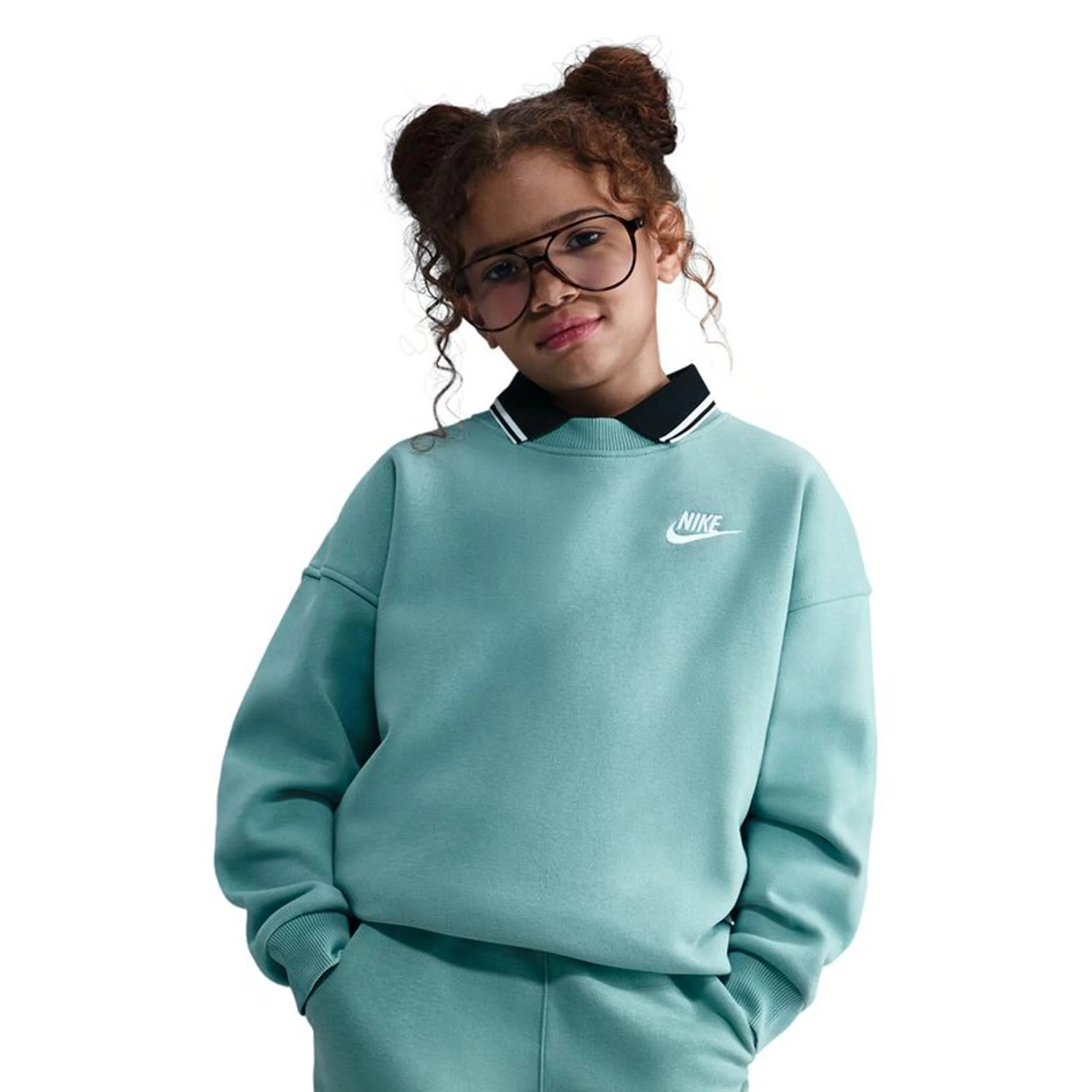 Club Fleece Oversized Crew Sudadera Chicas-Salvia